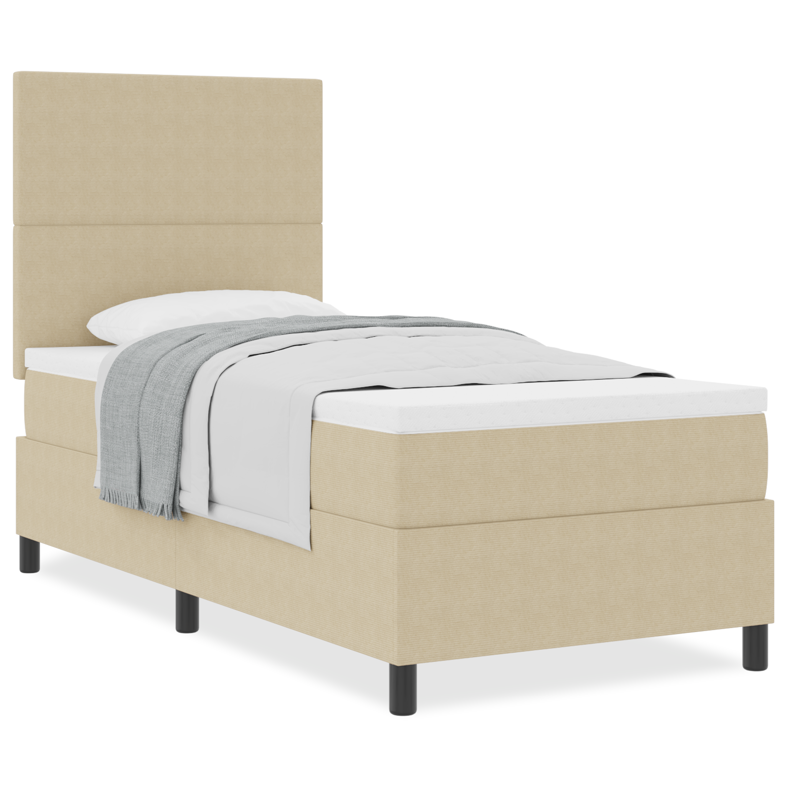 dėžės spyruoklinė lova su čiužiniu šviesiai žaliai pilka 100x200 cm velveto audiniu - Image 4