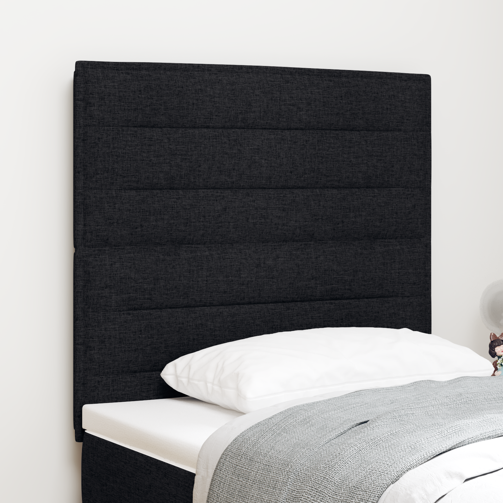 Headboard Lines Design Black 100 cm Fabric