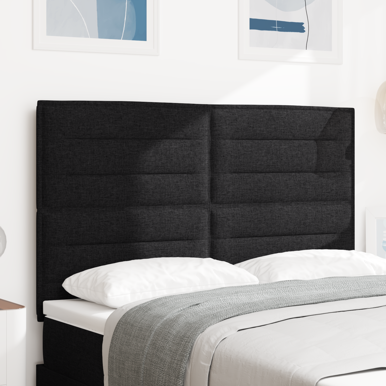 Sengegavl Linjer Design Sort 140 cm Stof 1 image product%2F3337686%2FP Mood 3337686 Mood Image%20%281%29 01