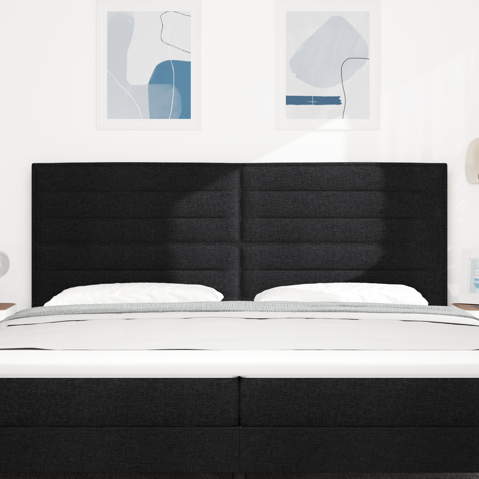 Headboard Lines Design Black 200 cm Fabric - Image 3