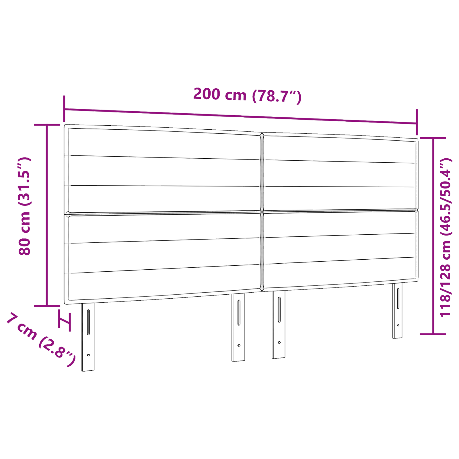 Headboard Lines Design Black 200 cm Fabric - Image 8