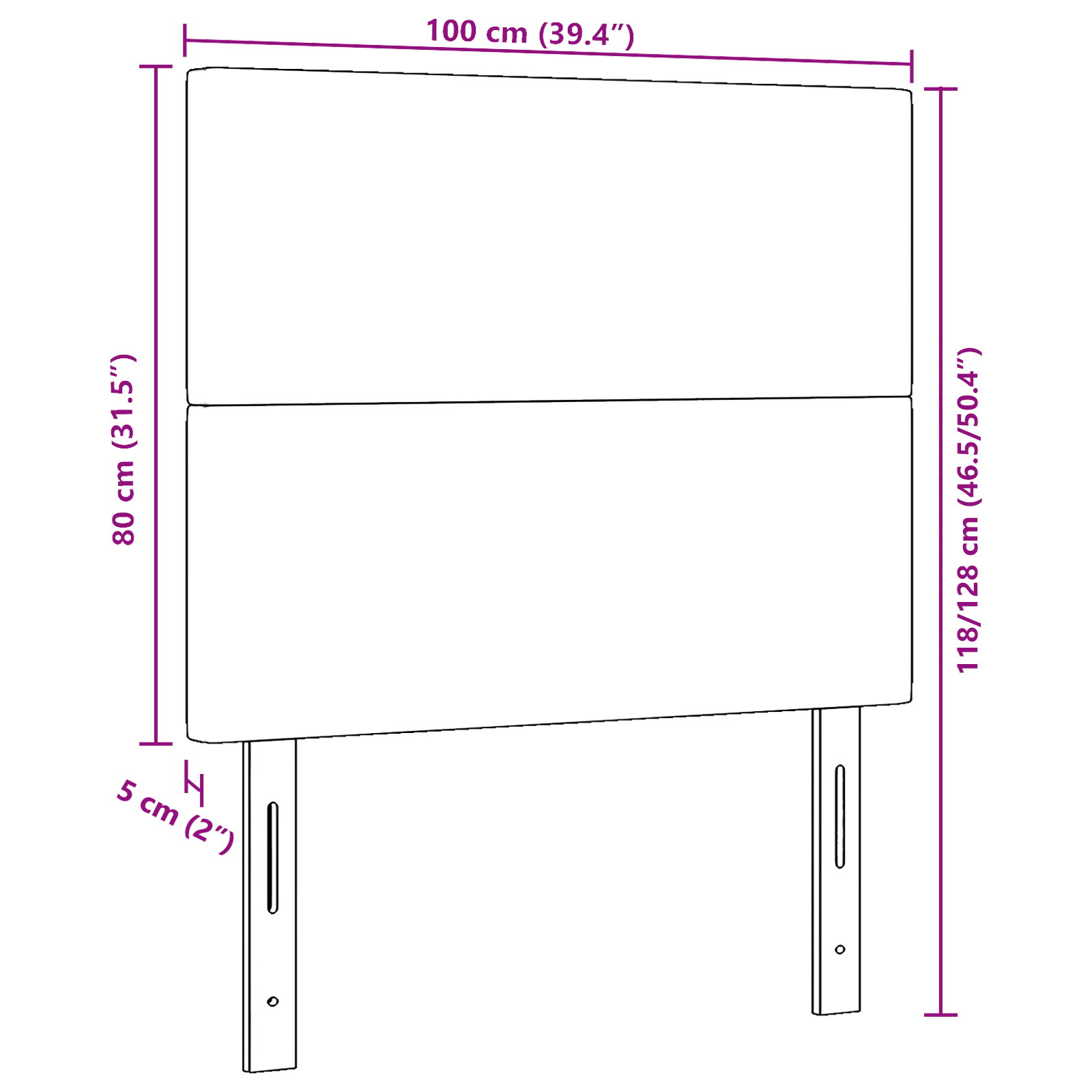 Headboard Plain Design Light Grey 100 cm Corduroy Fabric - Image 8
