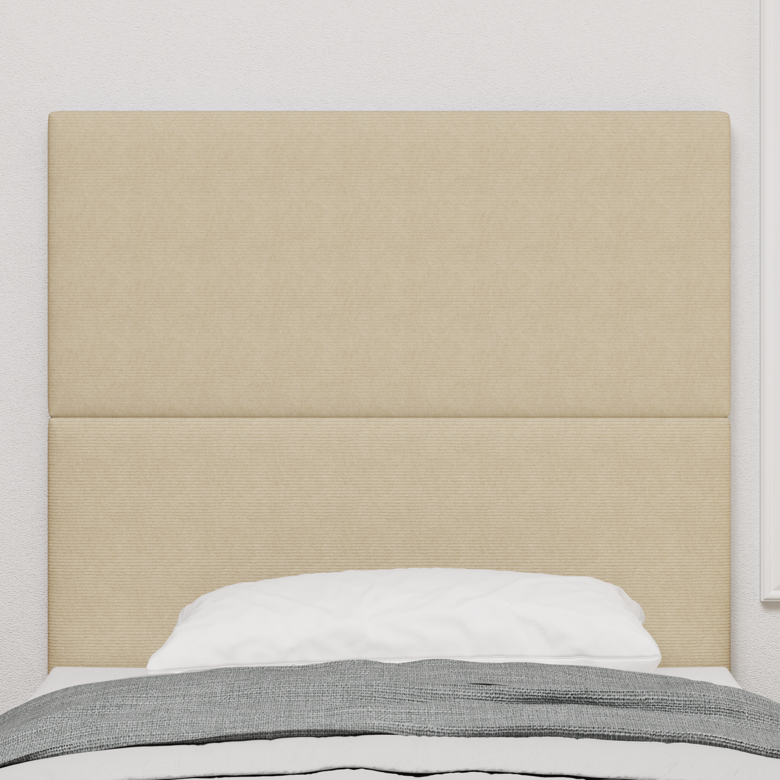 Headboard Plain Design Light Green Grey 100 cm Corduroy Fabric - Image 3