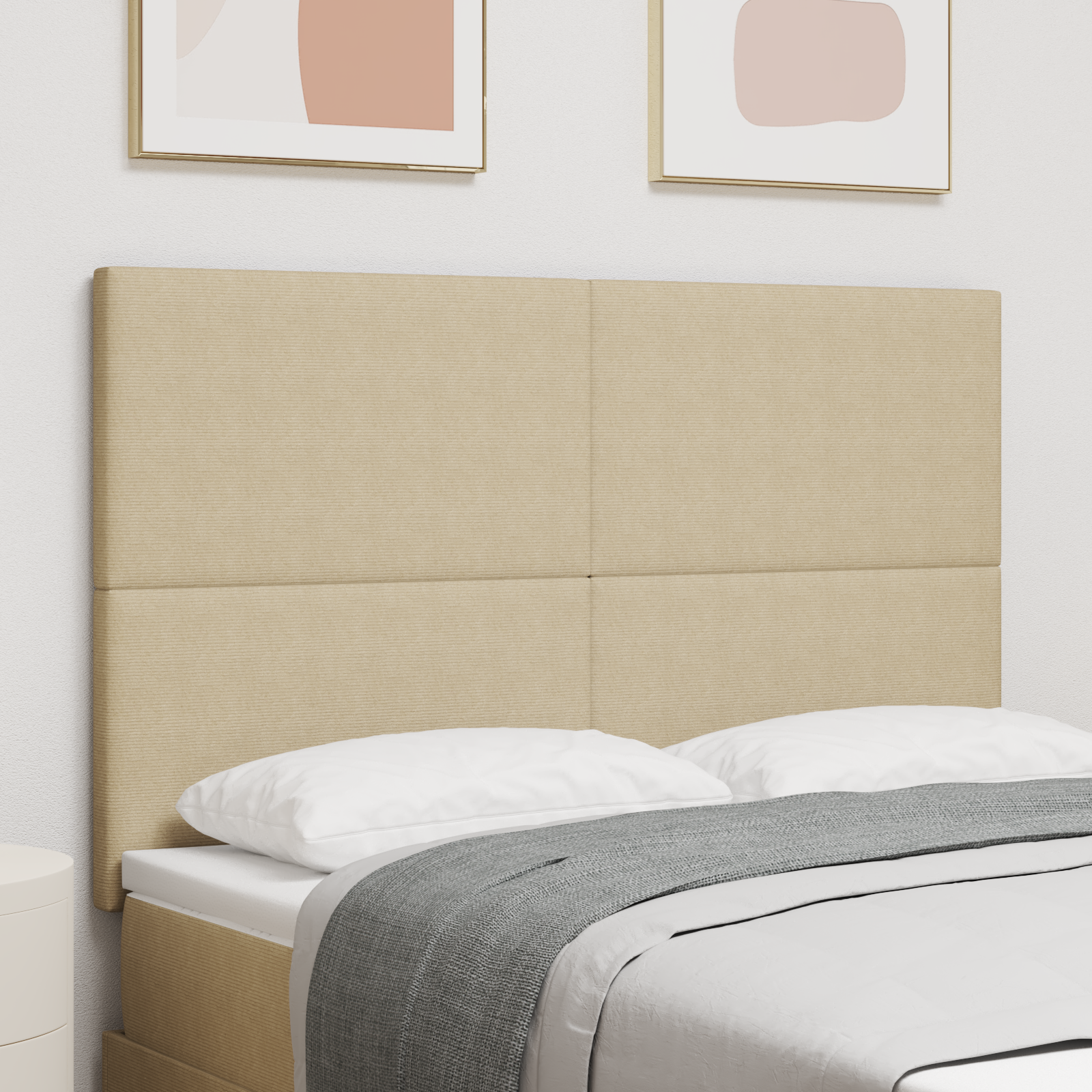 Headboard Plain Design Light Green Grey 140 cm Corduroy Fabric