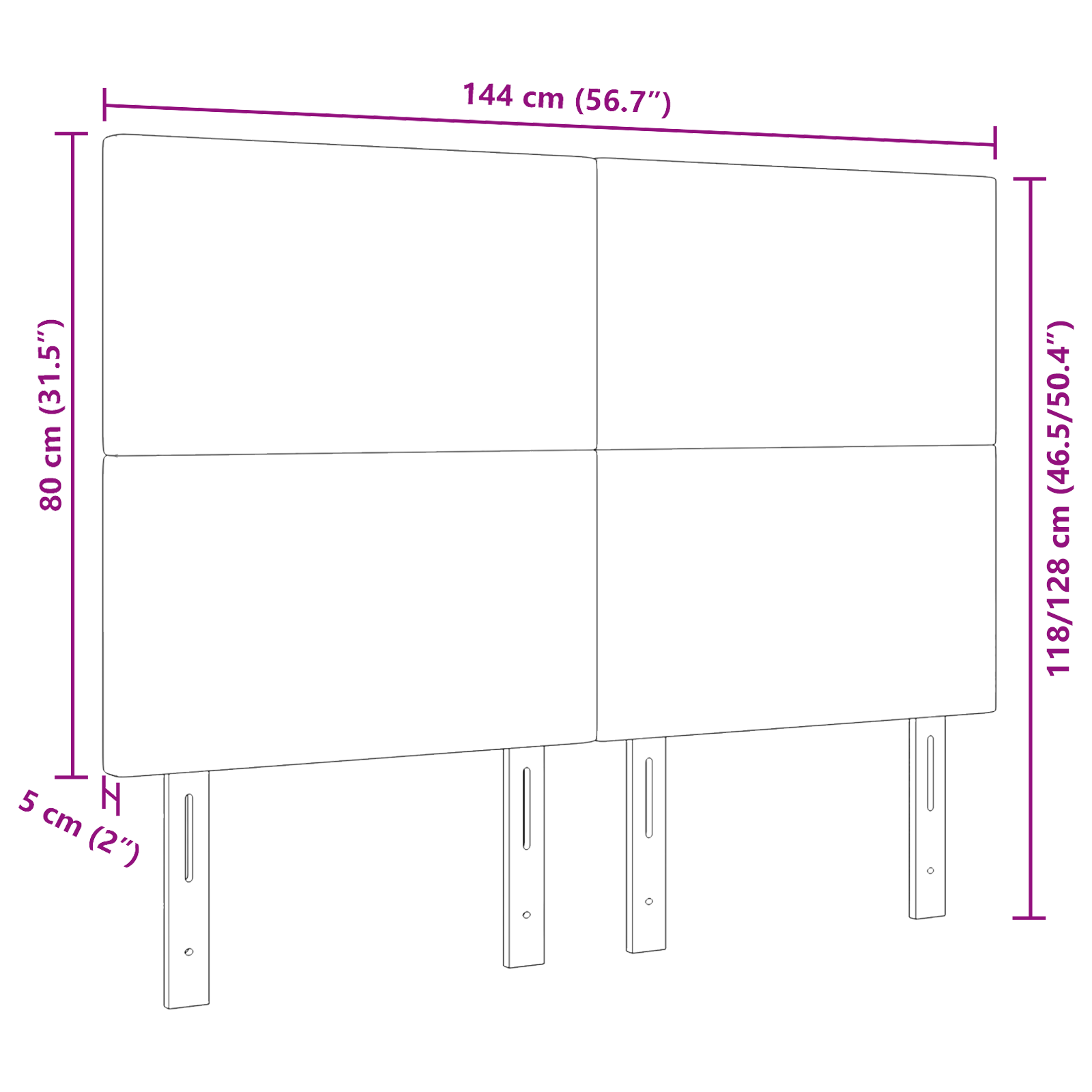 Headboard Plain Design Light Green Grey 140 cm Corduroy Fabric - Image 8