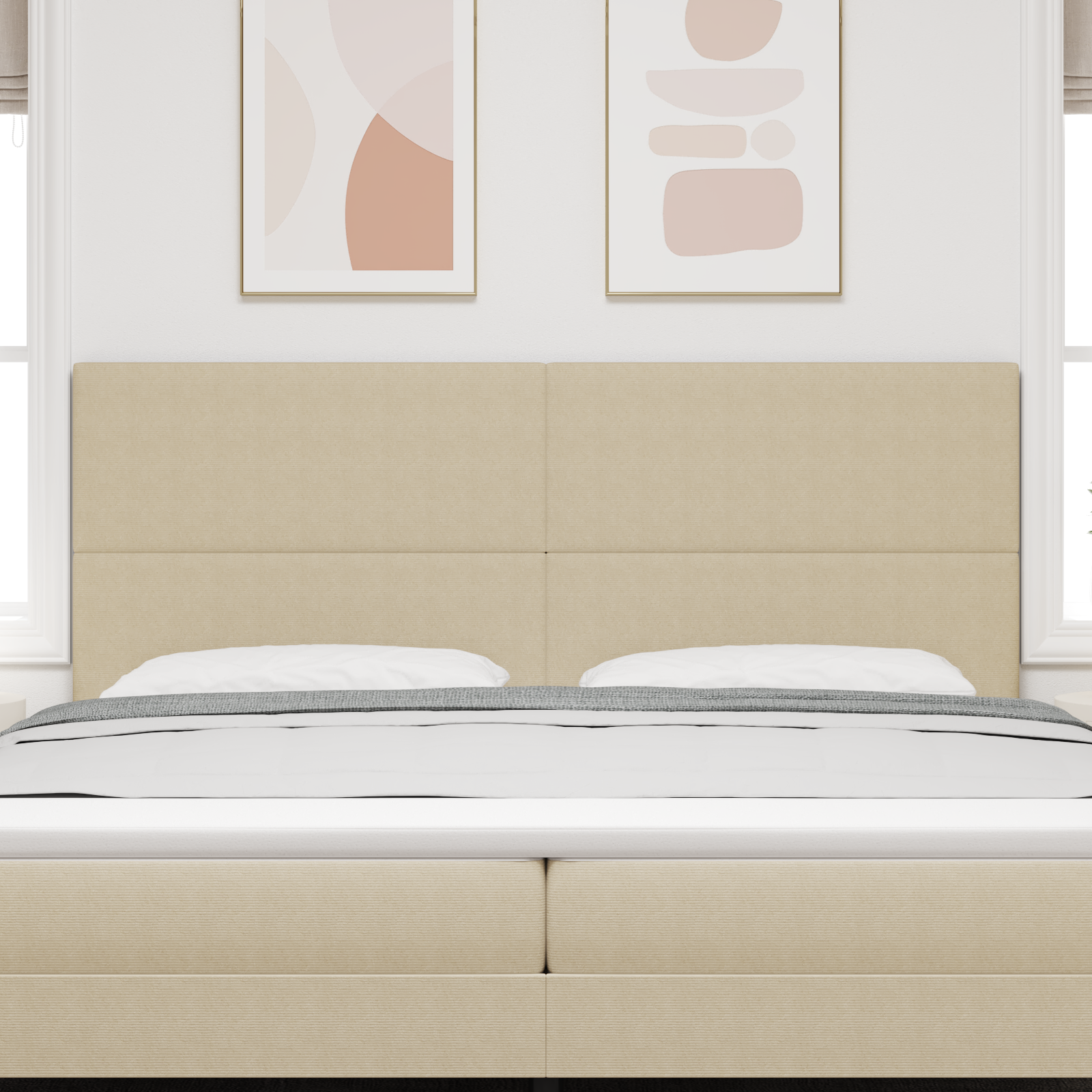 Headboard Plain Design Light Green Grey 200 cm Corduroy Fabric - Image 3