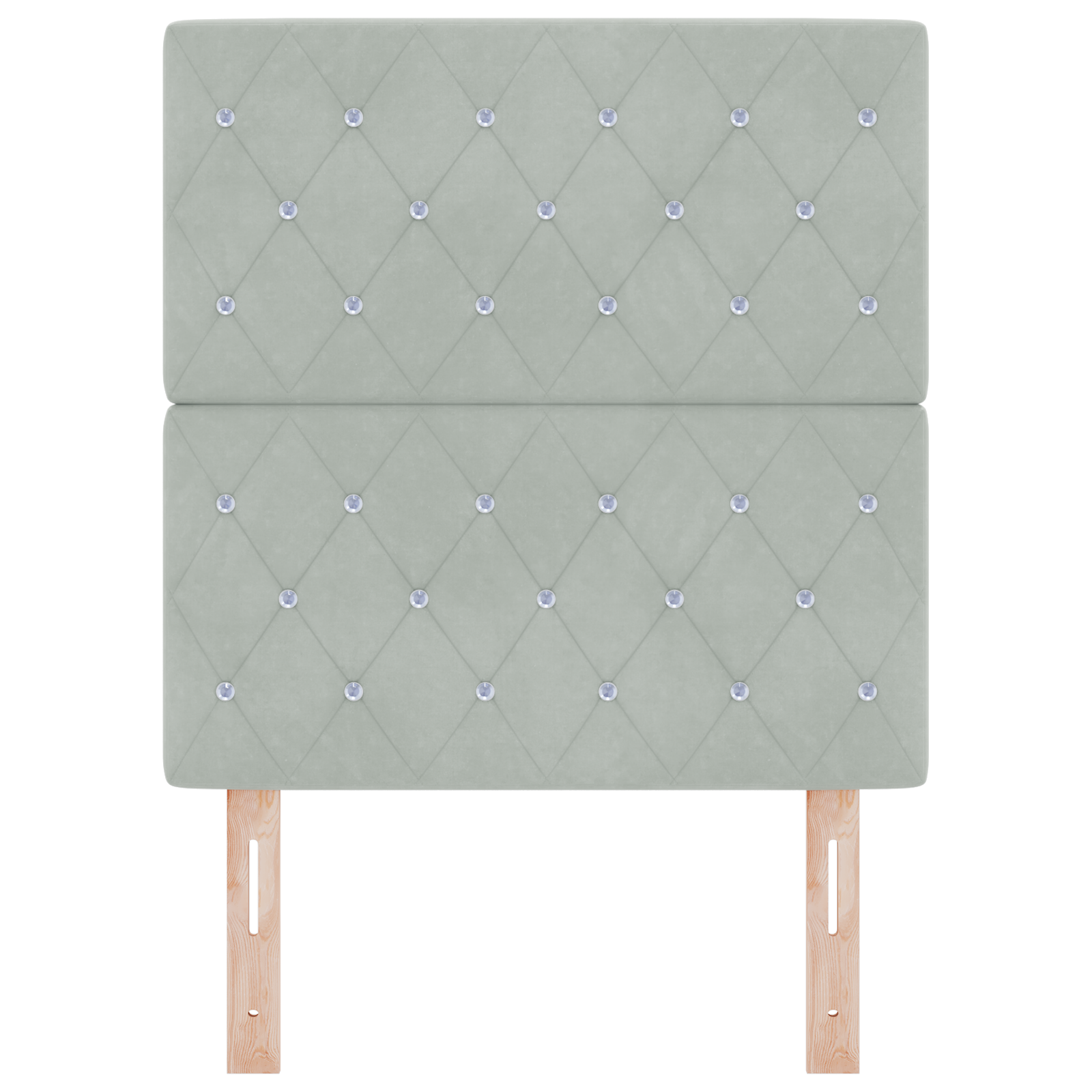 Headboard Crystal Button Tufted Light Grey 80 cm Velvet - Image 4