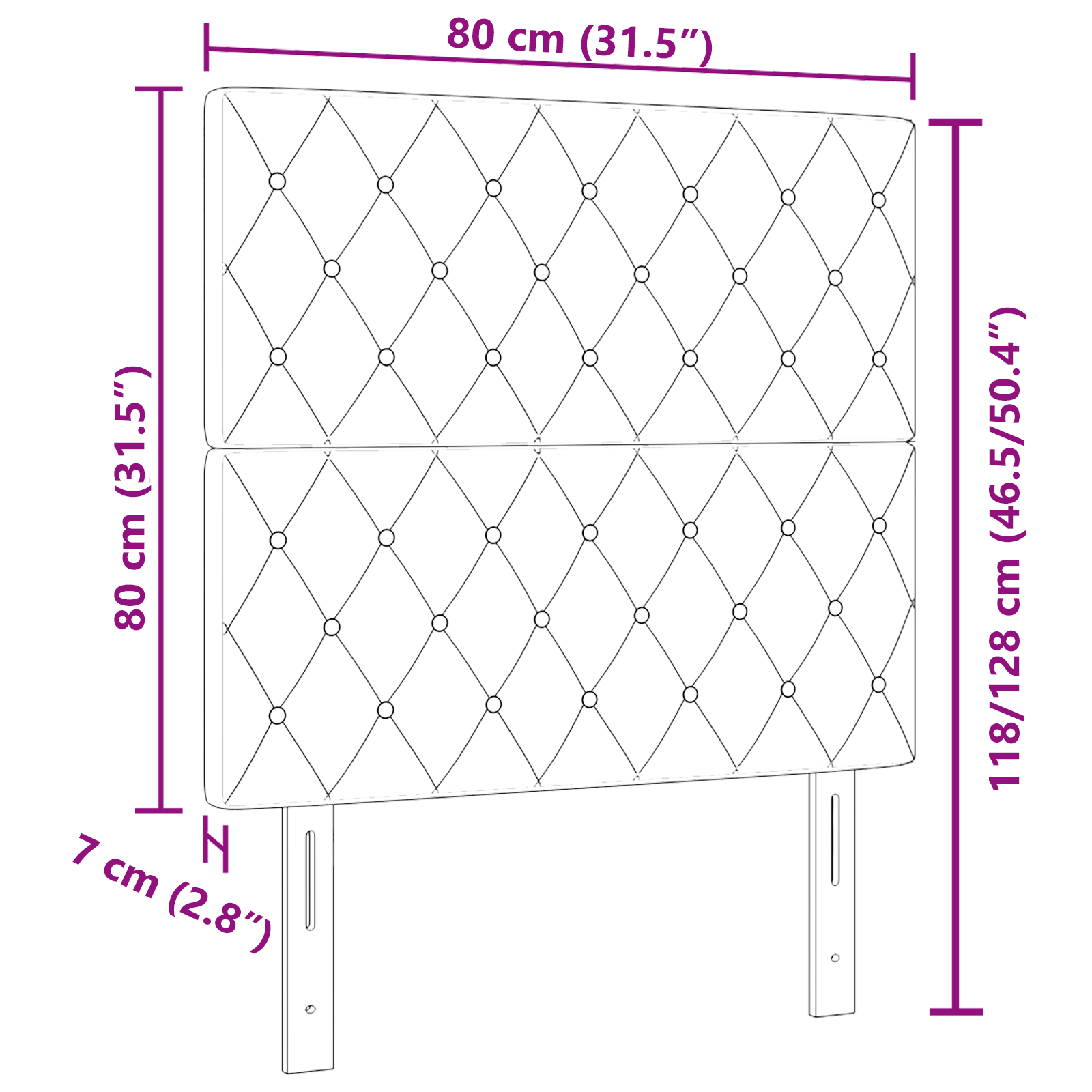 Headboard Crystal Button Tufted Light Grey 80 cm Velvet - Image 8
