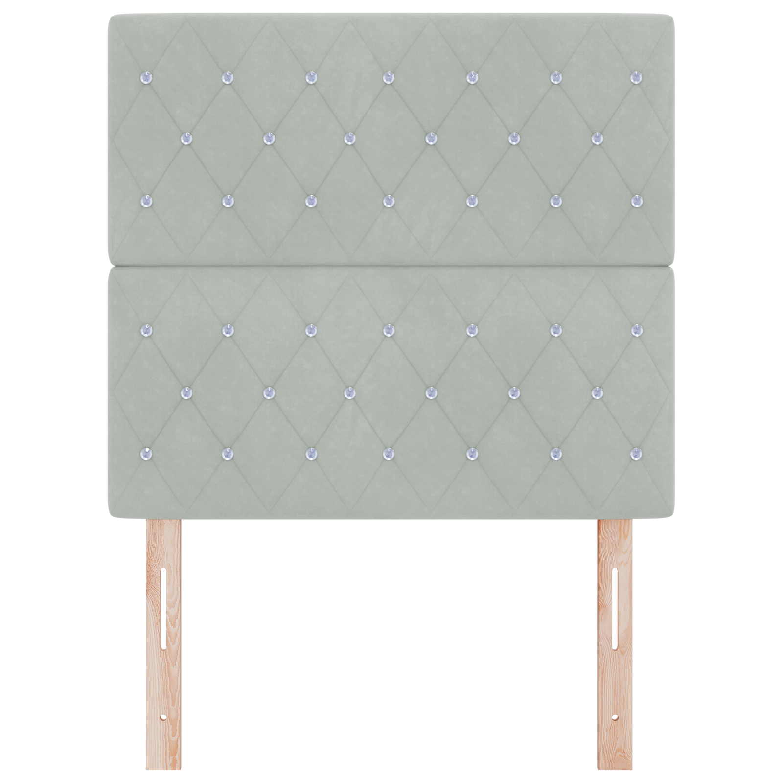 Headboard Crystal Button Tufted Light Grey 90 cm Velvet - Image 4