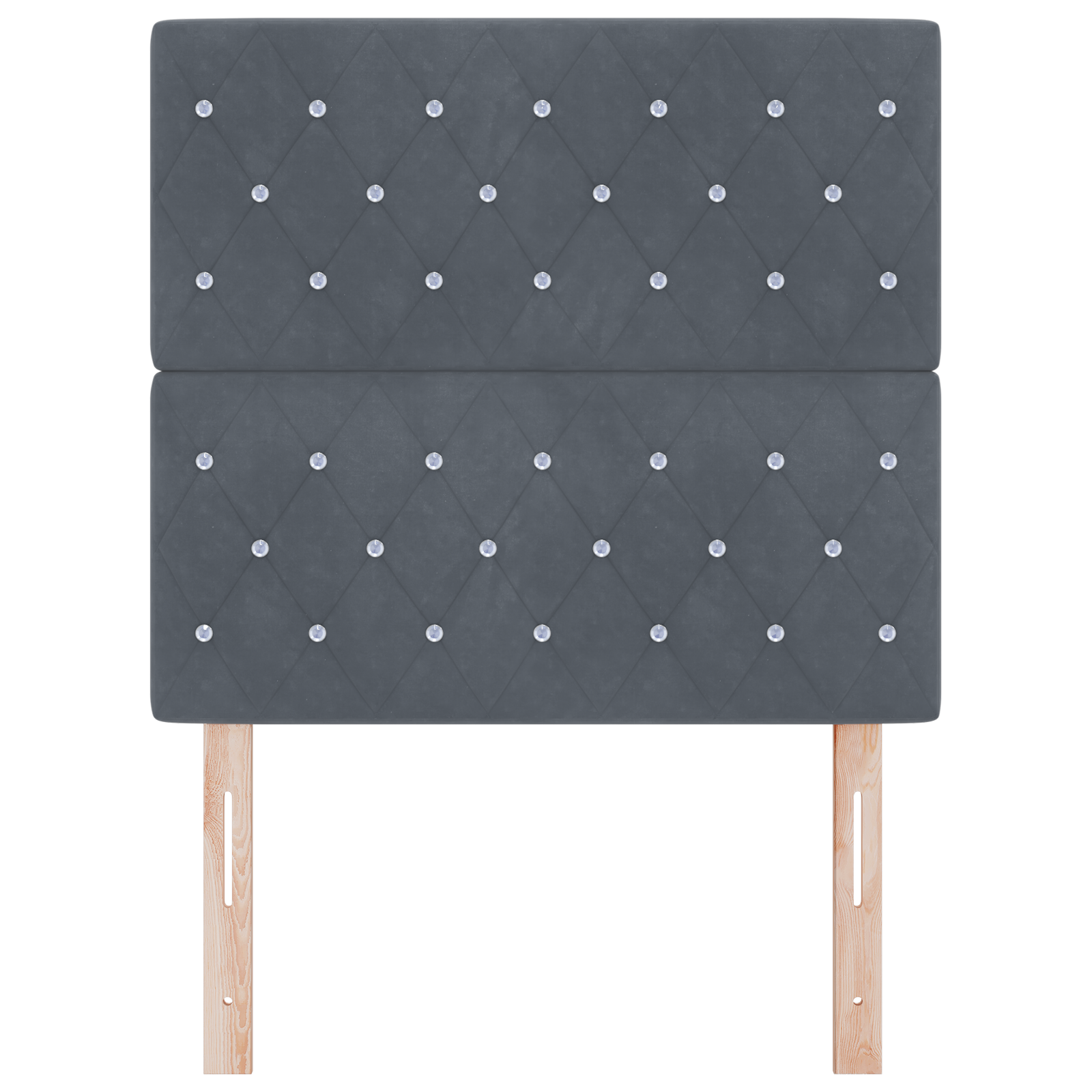 Headboard Crystal Button Tufted Dark Grey 90 cm Velvet - Image 4