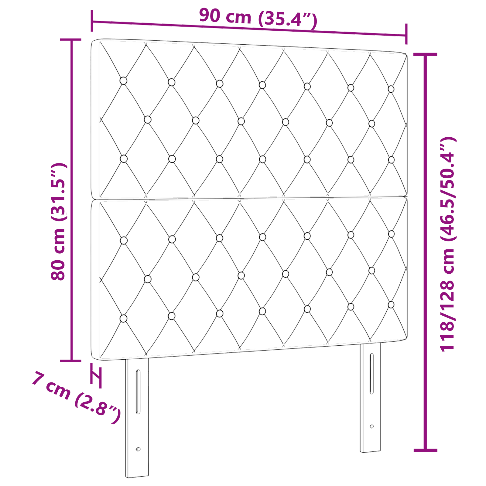 Headboard Crystal Button Tufted Dark Blue 90 cm Velvet - Image 8