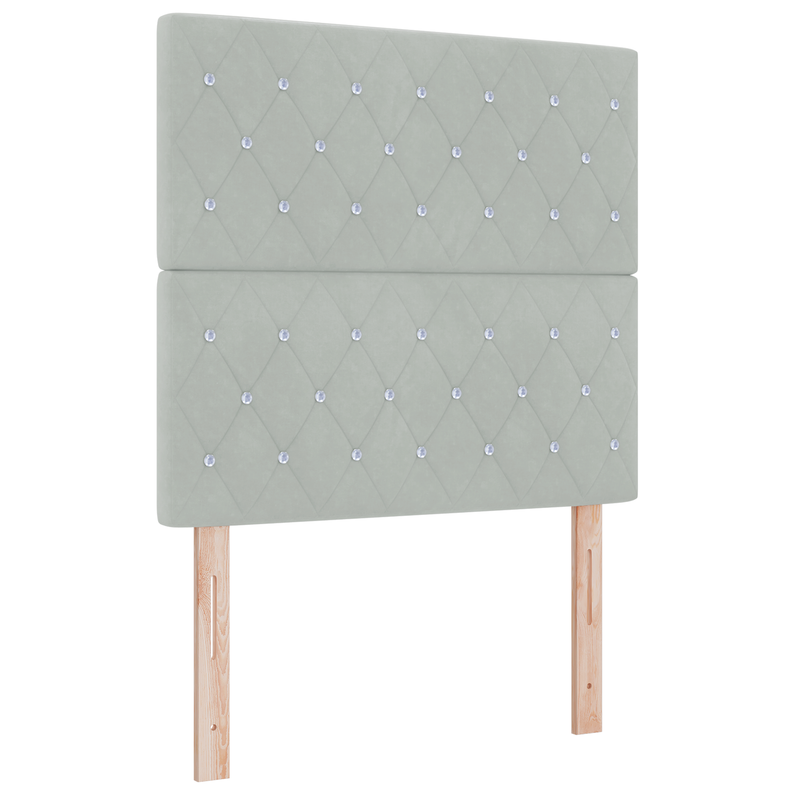 Headboard Crystal Button Tufted Light Grey 100 cm Velvet - Image 2