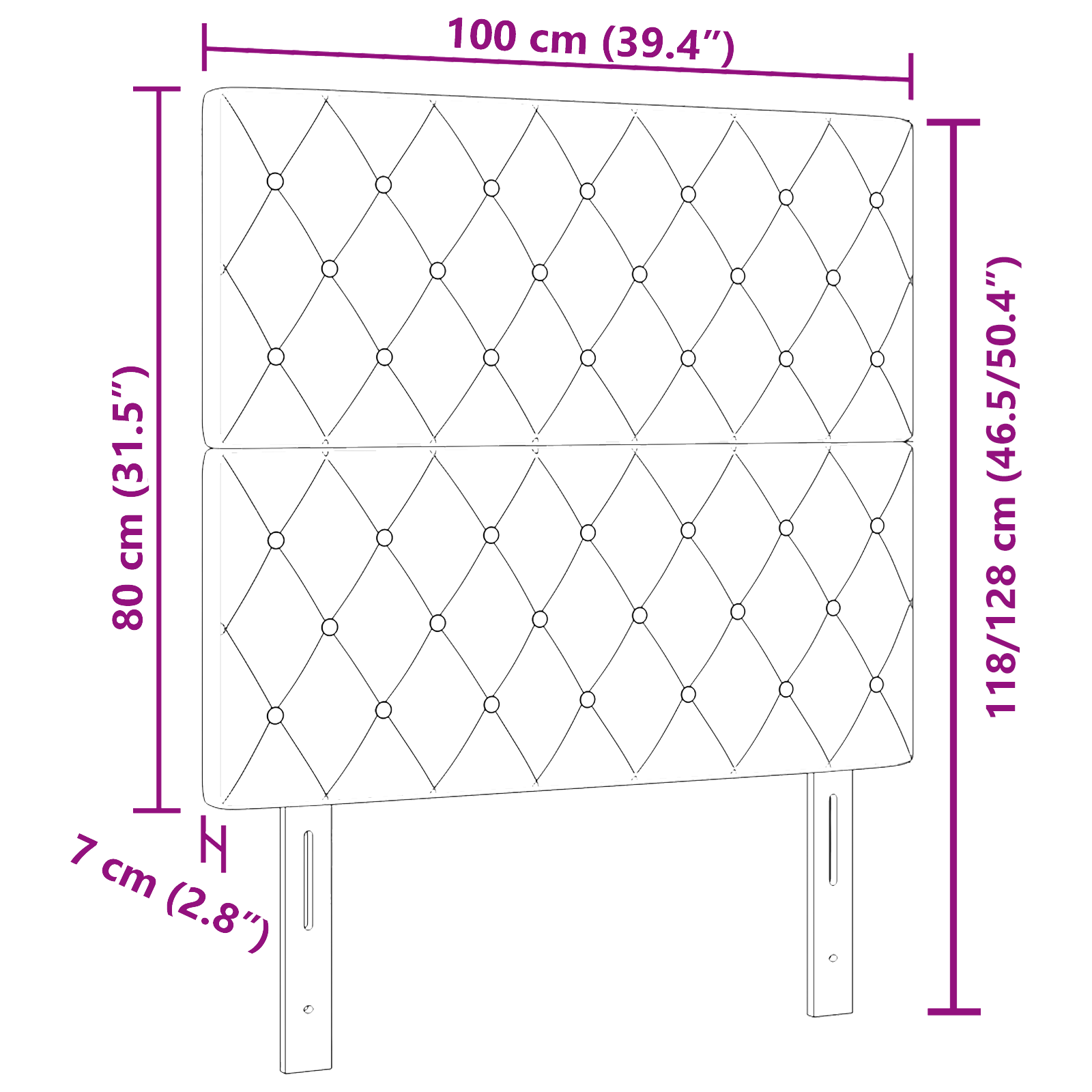 Headboard Crystal Button Tufted Light Grey 100 cm Velvet - Image 8
