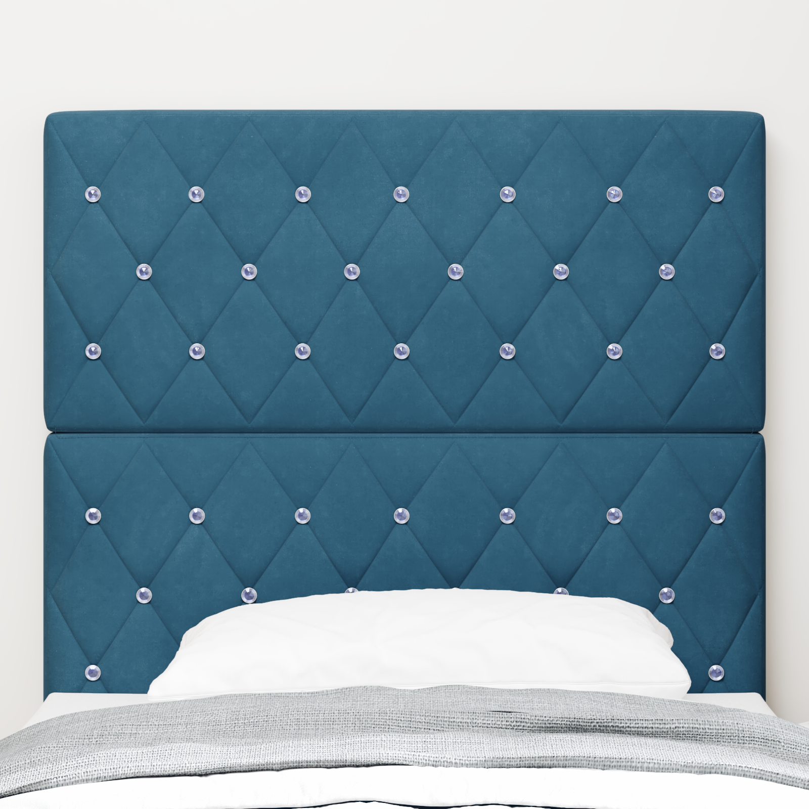 Headboard Crystal Button Tufted Dark Blue 100 cm Velvet - Image 3