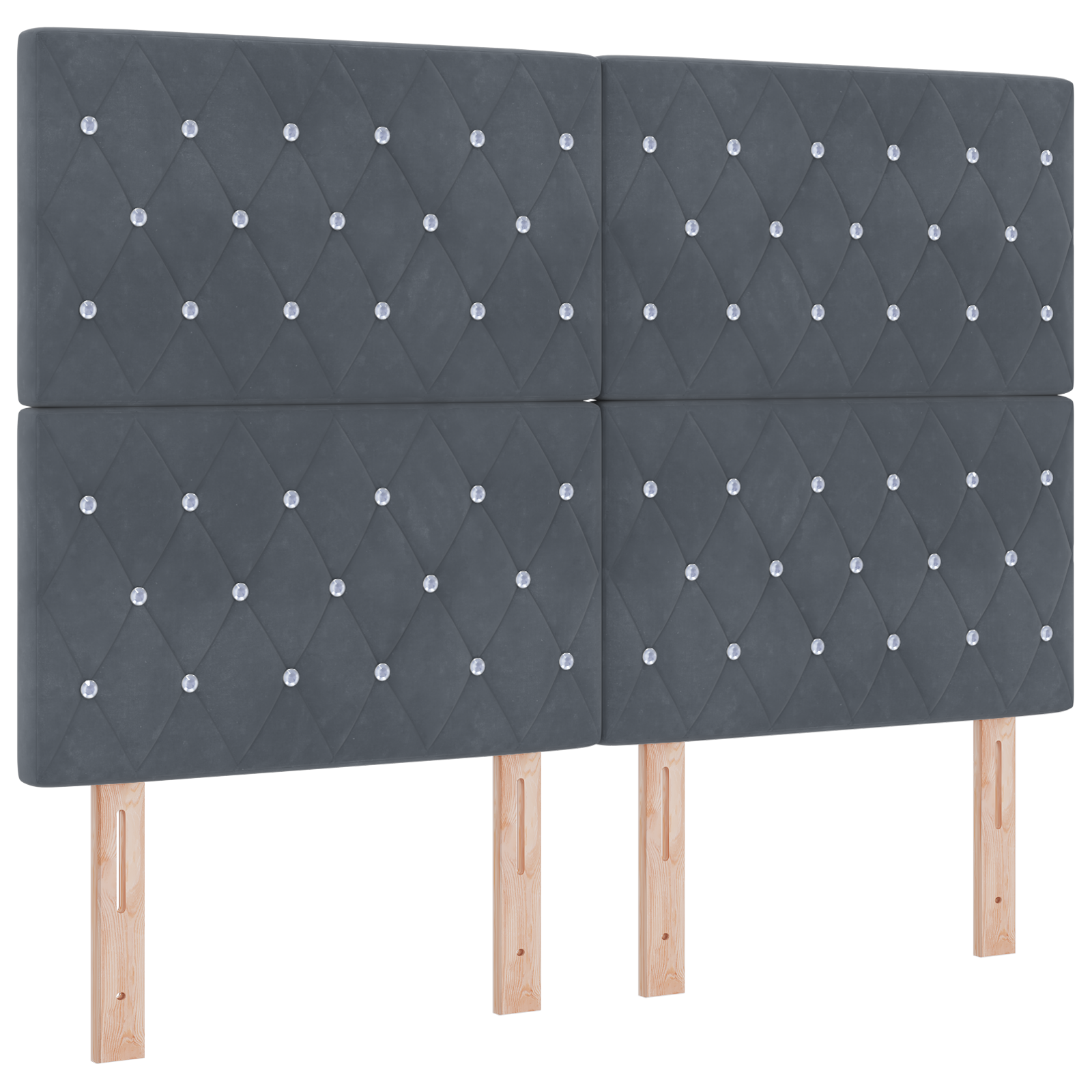 Headboard Crystal Button Tufted Dark Grey 140 cm Velvet - Image 2