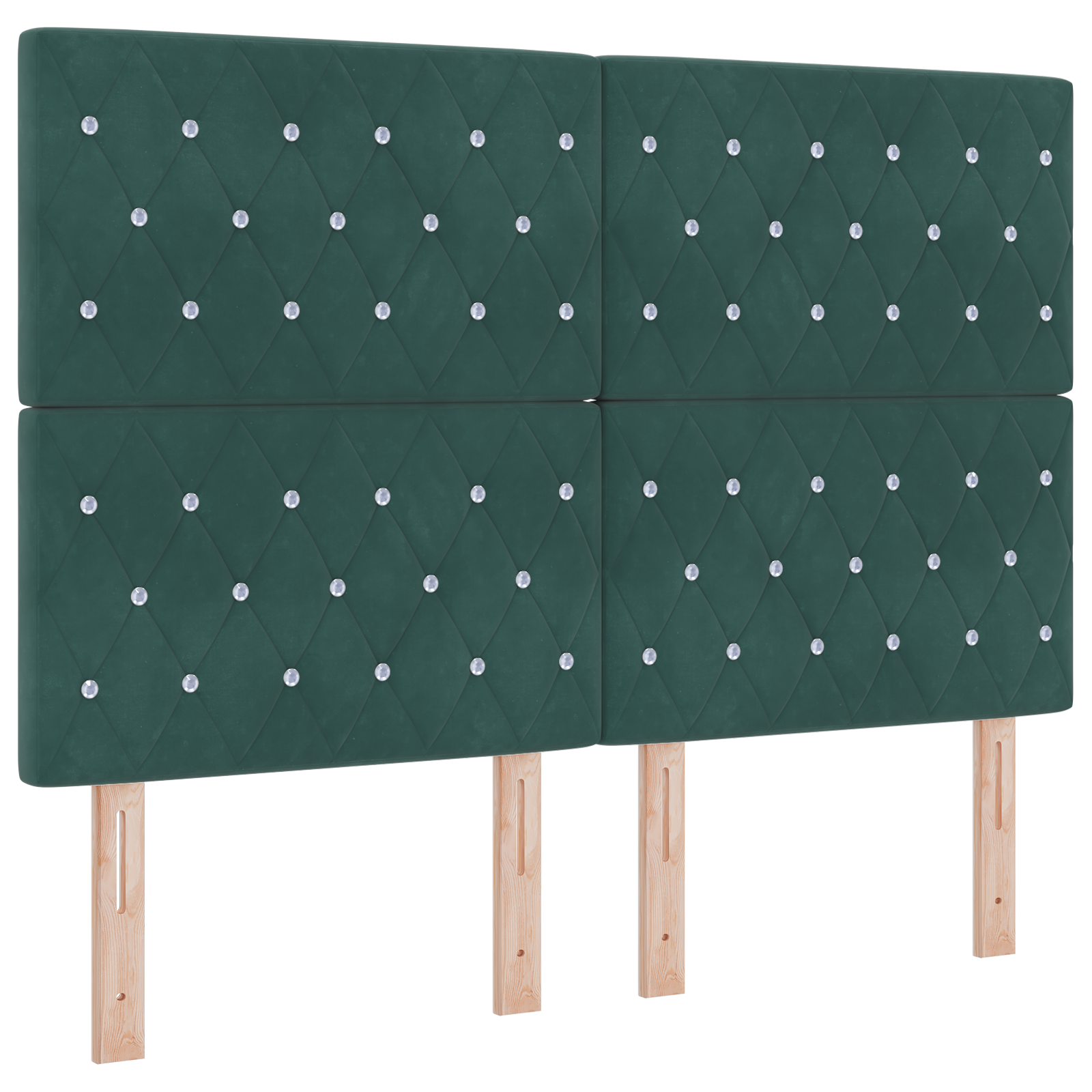 Headboard Crystal Button Tufted Dark Green 140 cm Velvet - Image 2