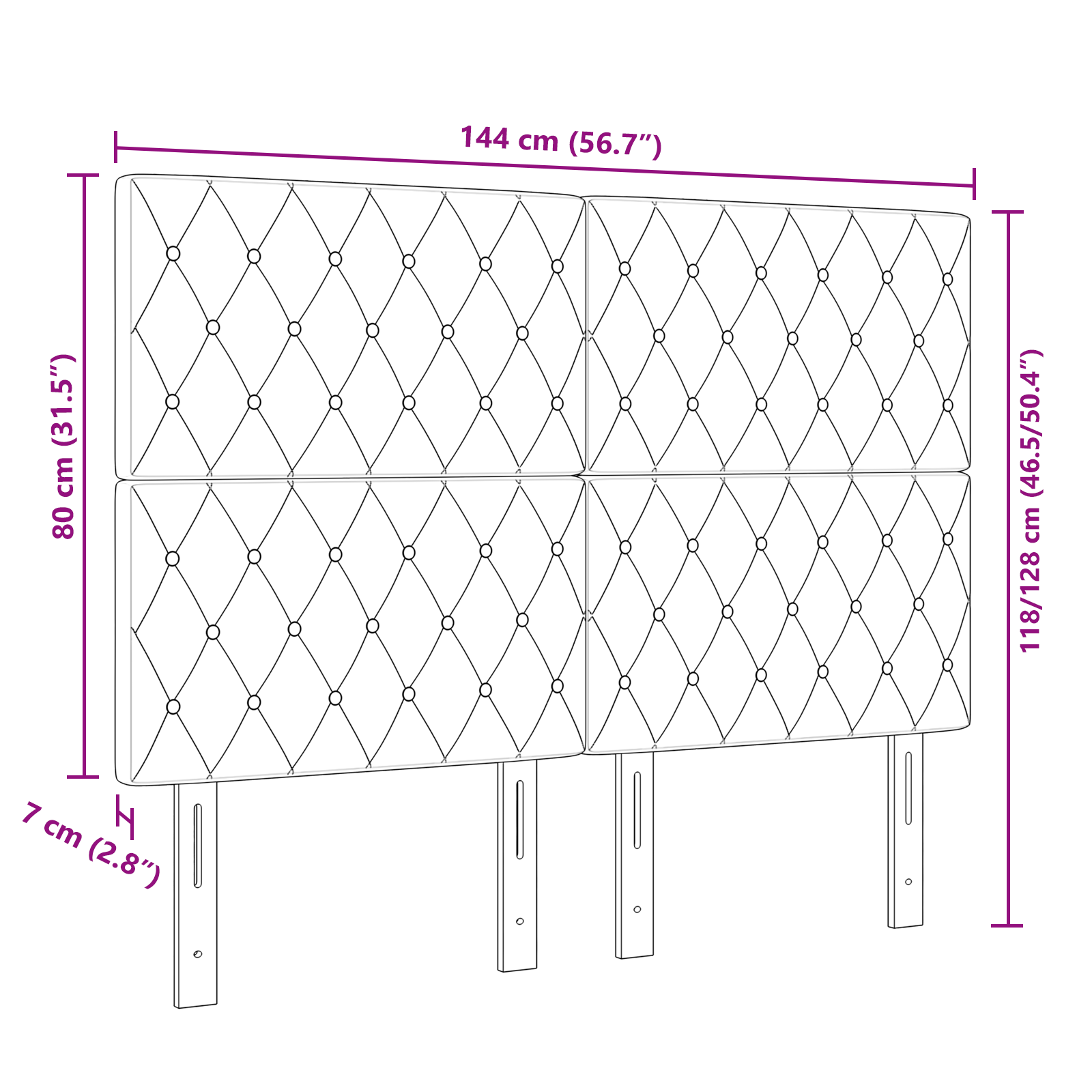 Headboard Crystal Button Tufted Dark Green 140 cm Velvet - Image 8