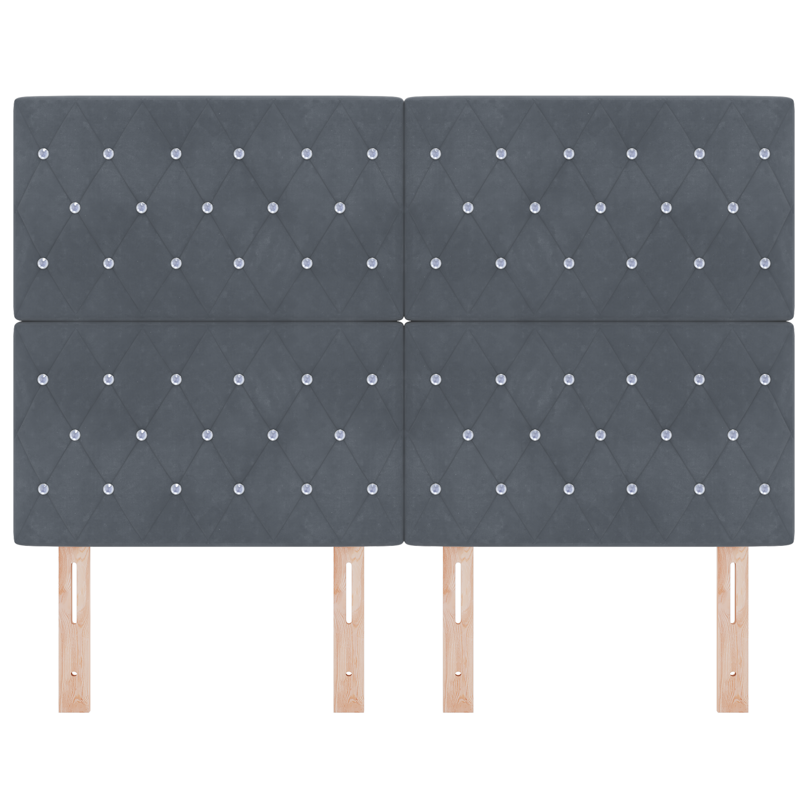 Headboard Crystal Button Tufted Dark Grey 160 cm Velvet - Image 4