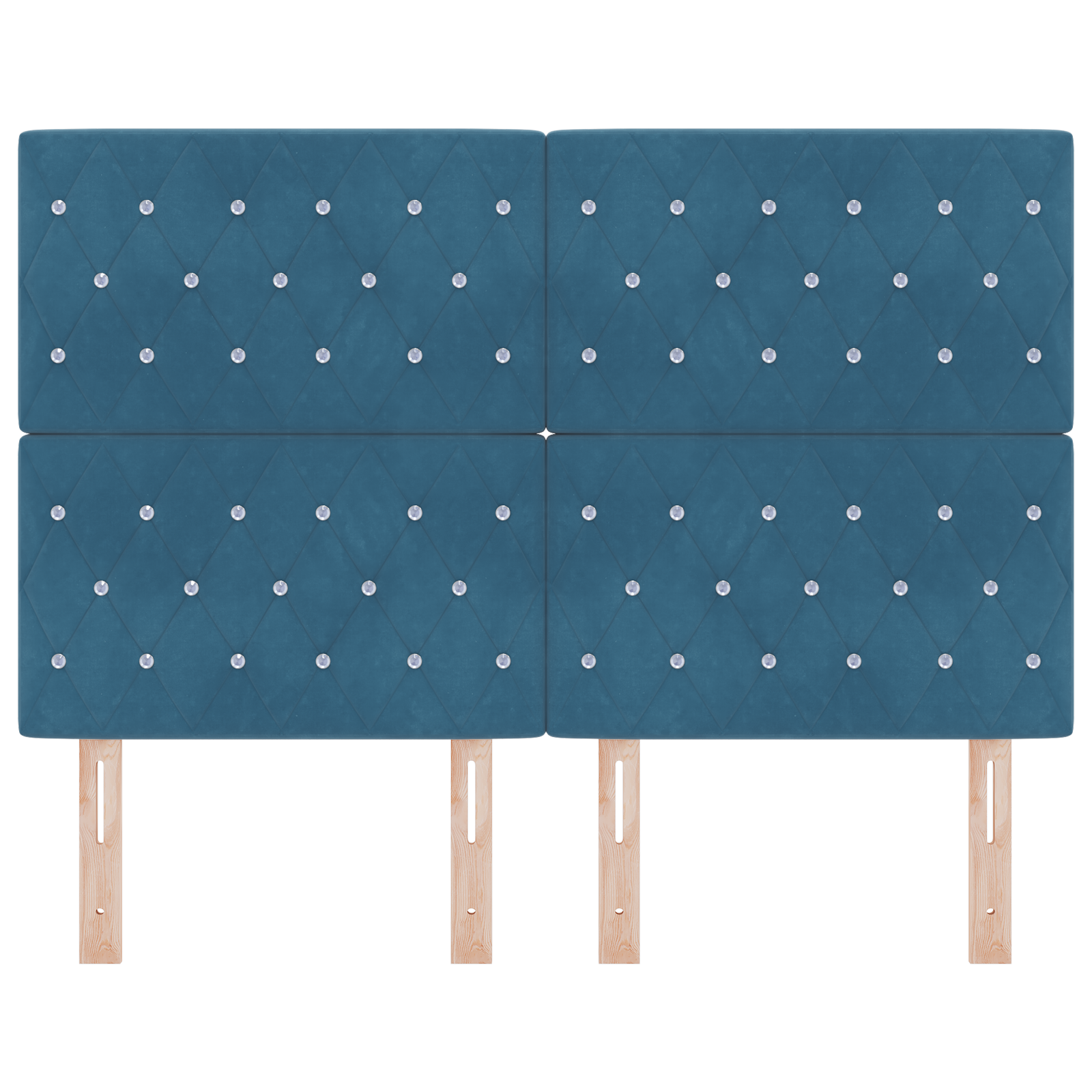 Headboard Crystal Button Tufted Dark Blue 160 cm Velvet - Image 4