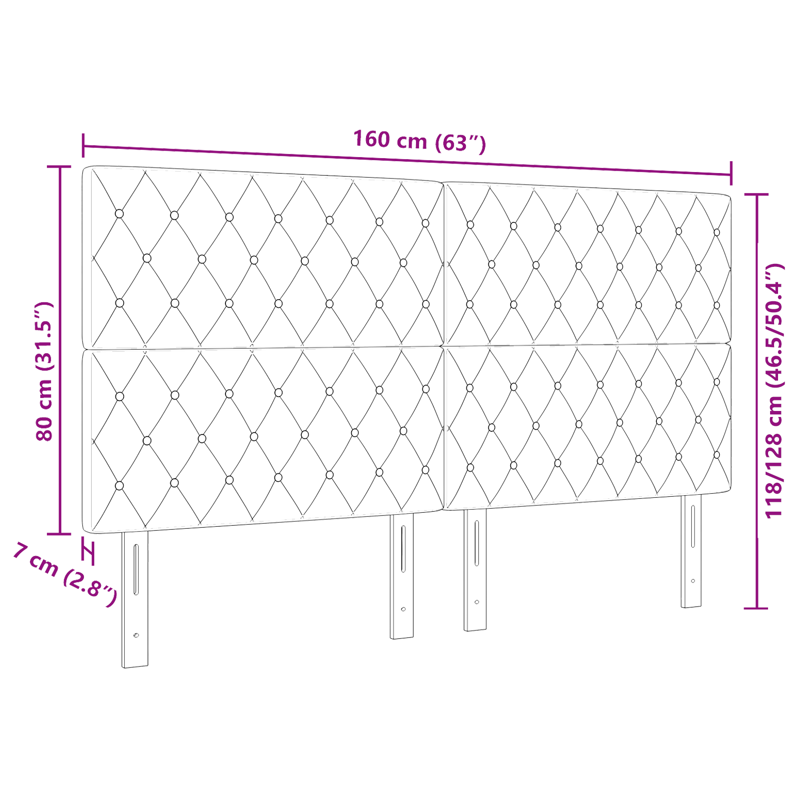 Headboard Crystal Button Tufted Dark Blue 160 cm Velvet - Image 8