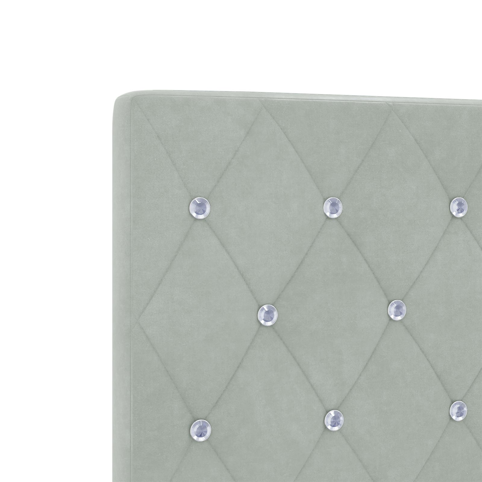 Headboard Crystal Button Tufted Light Grey 180 cm Velvet - Image 7