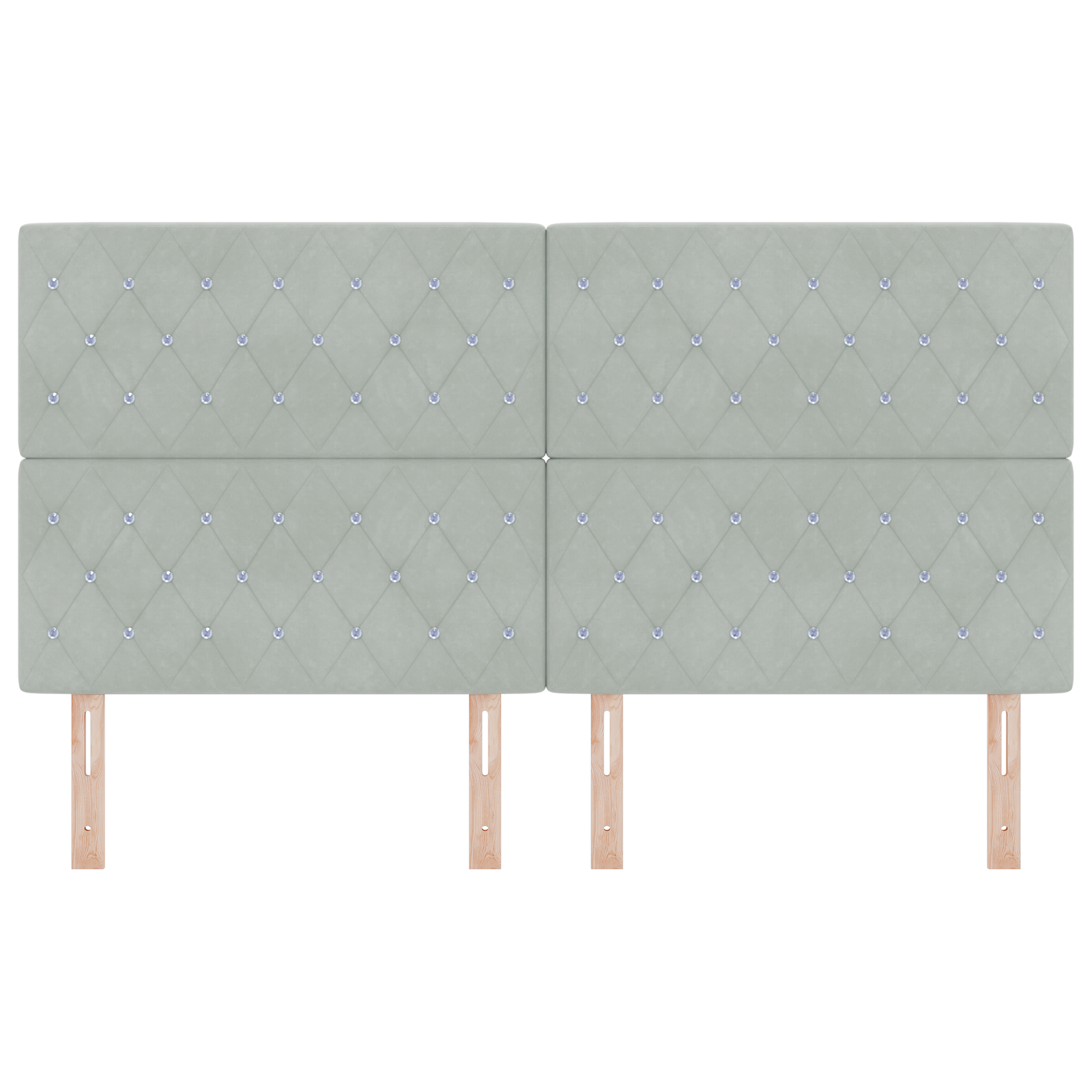 Headboard Crystal Button Tufted Light Grey 180 cm Velvet - Image 4