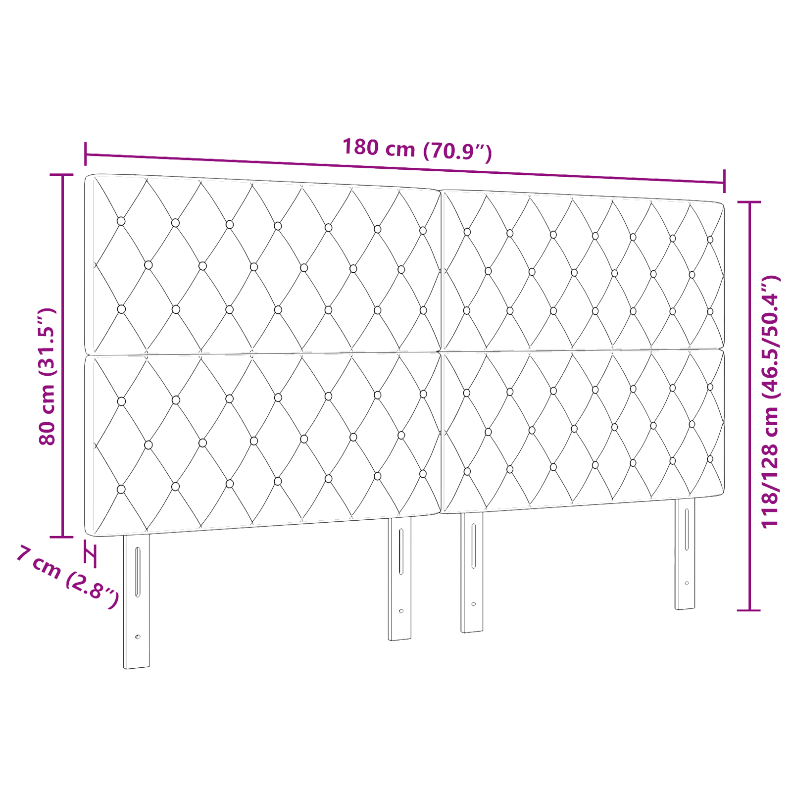 Headboard Crystal Button Tufted Light Grey 180 cm Velvet - Image 8