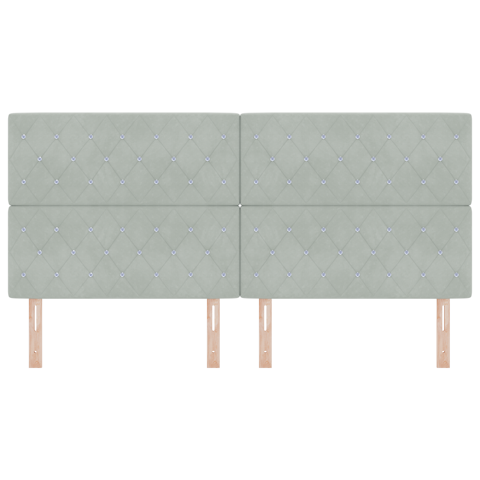 Headboard Crystal Button Tufted Light Grey 200 cm Velvet - Image 4
