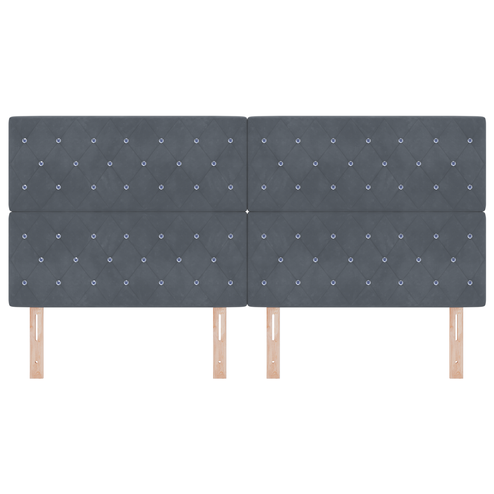 Headboard Crystal Button Tufted Dark Grey 200 cm Velvet - Image 4