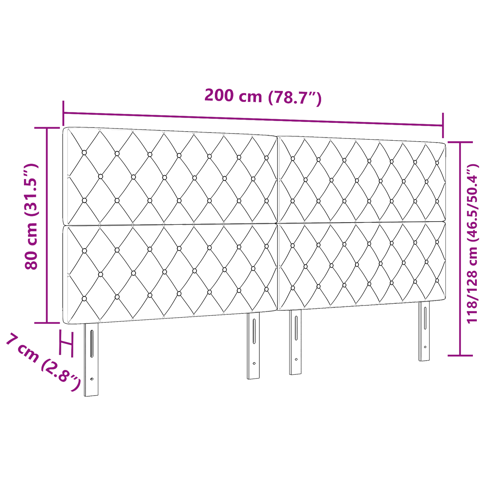 Headboard Crystal Button Tufted Dark Grey 200 cm Velvet - Image 8