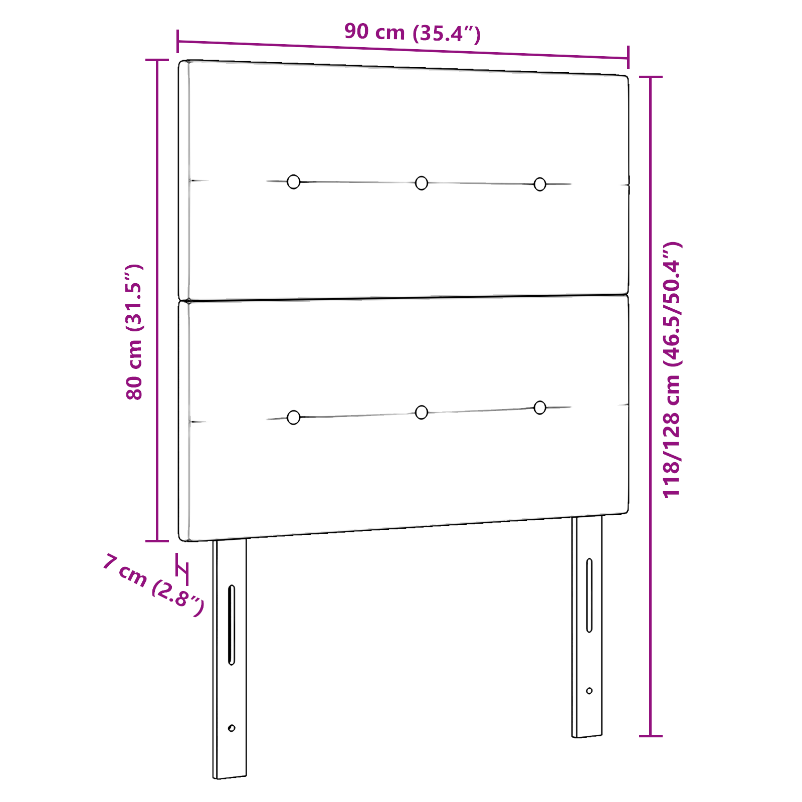 Hovedgavl Med Knapper Sort 90 cm Stof 8 image product%2F3337797%2FP Size 3337797 WBG Size EU%20%281%29 01