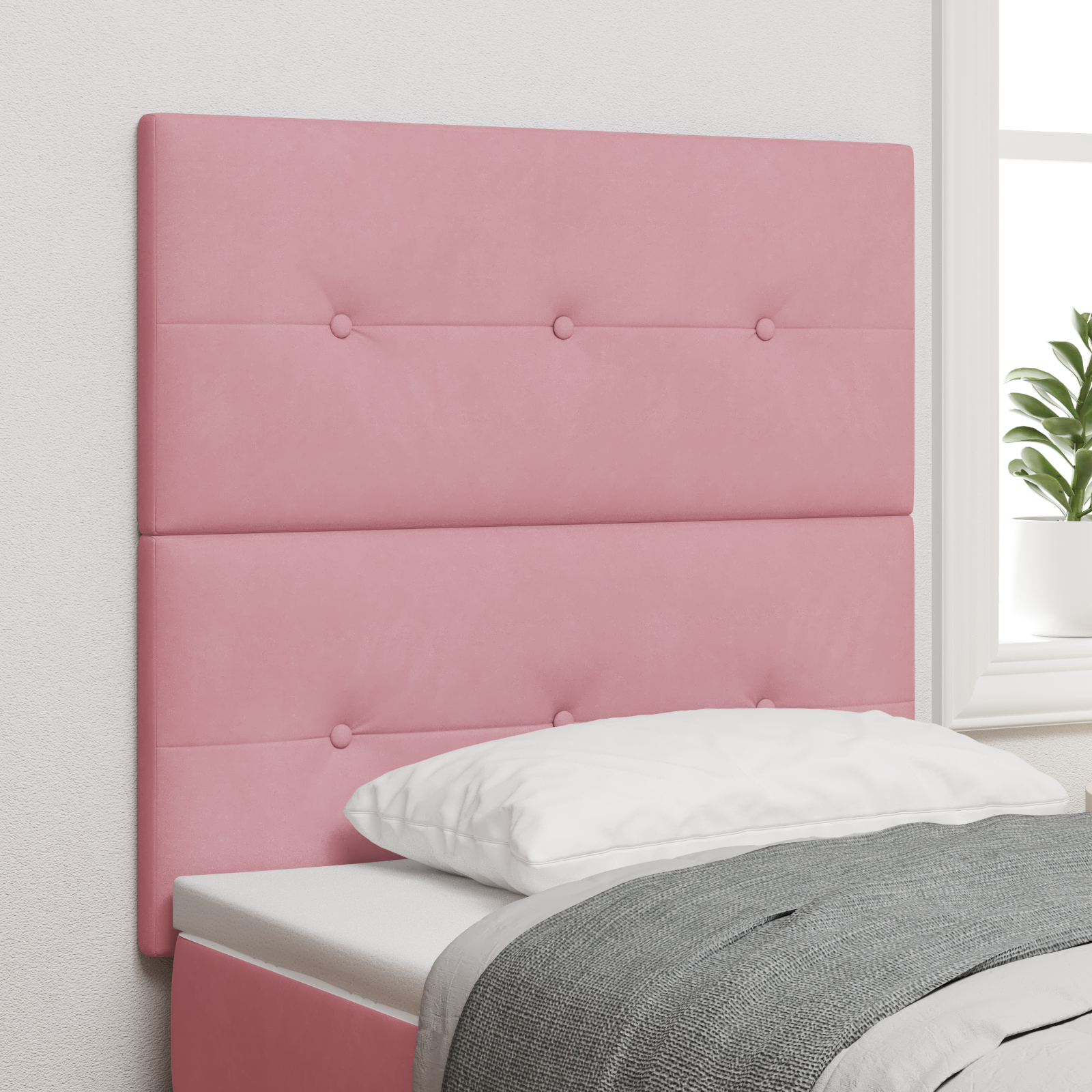 Headboard Button Tufted Pink 90 cm Velvet