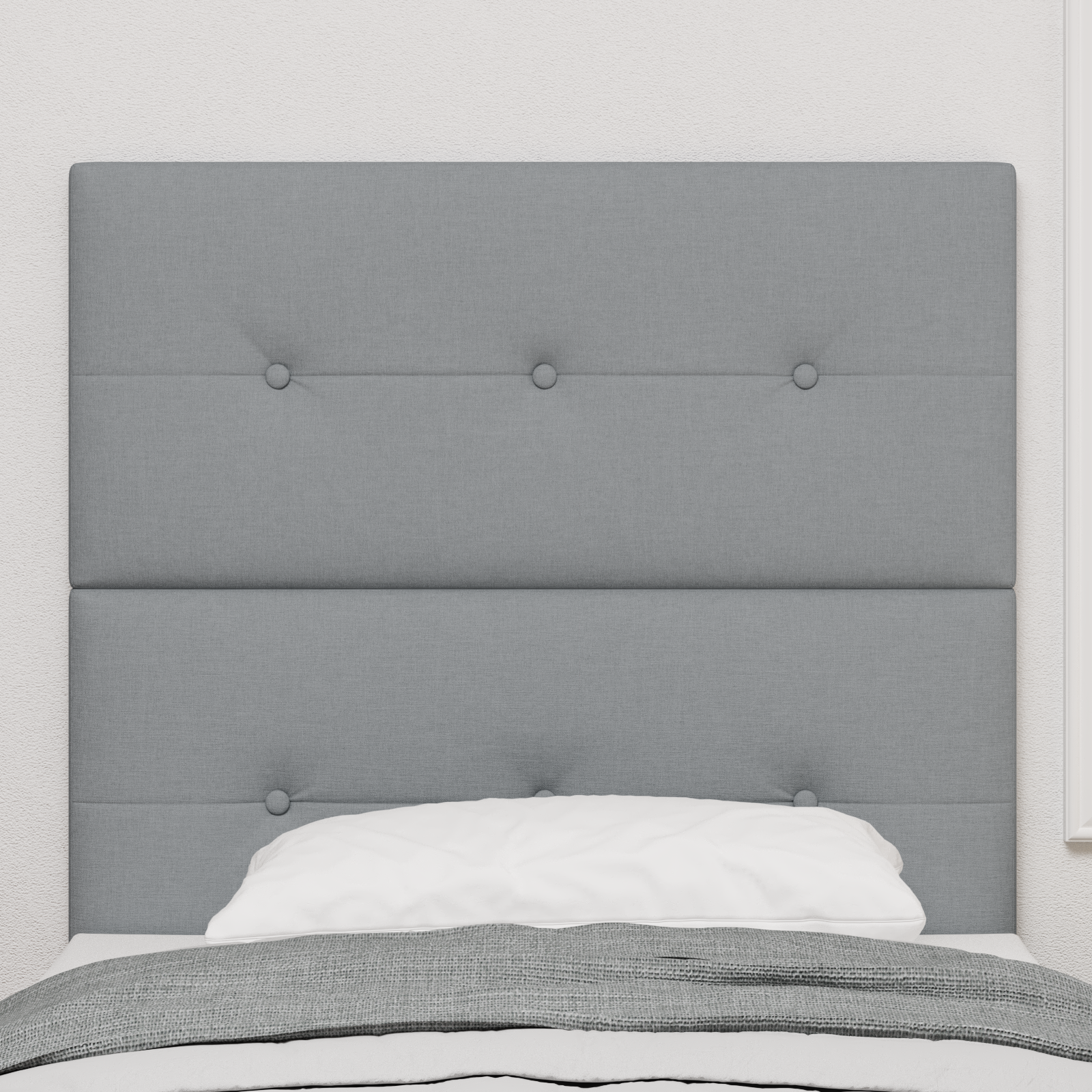 Headboard Button Tufted Light Grey 100 cm Fabric - Image 3