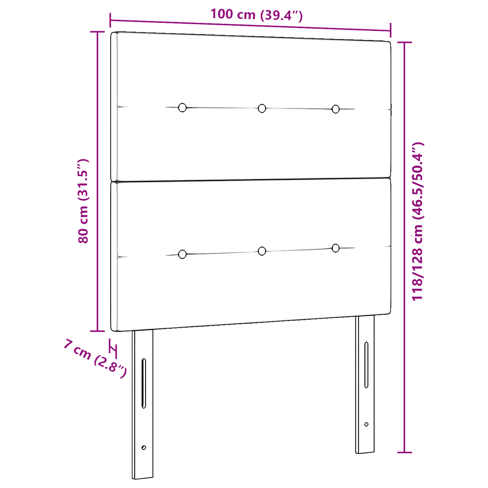 Headboard Button Tufted Light Grey 100 cm Fabric - Image 8