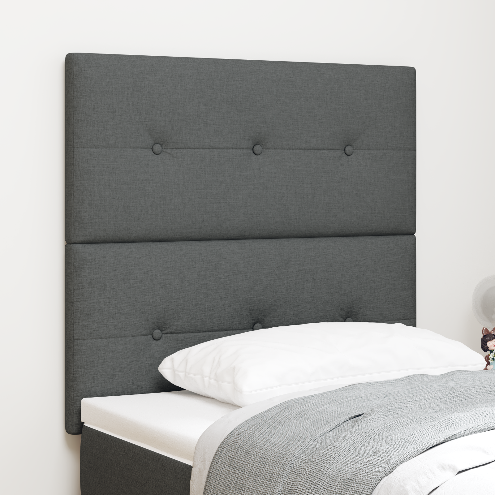 Headboard Button Tufted Dark Grey 100 cm Fabric
