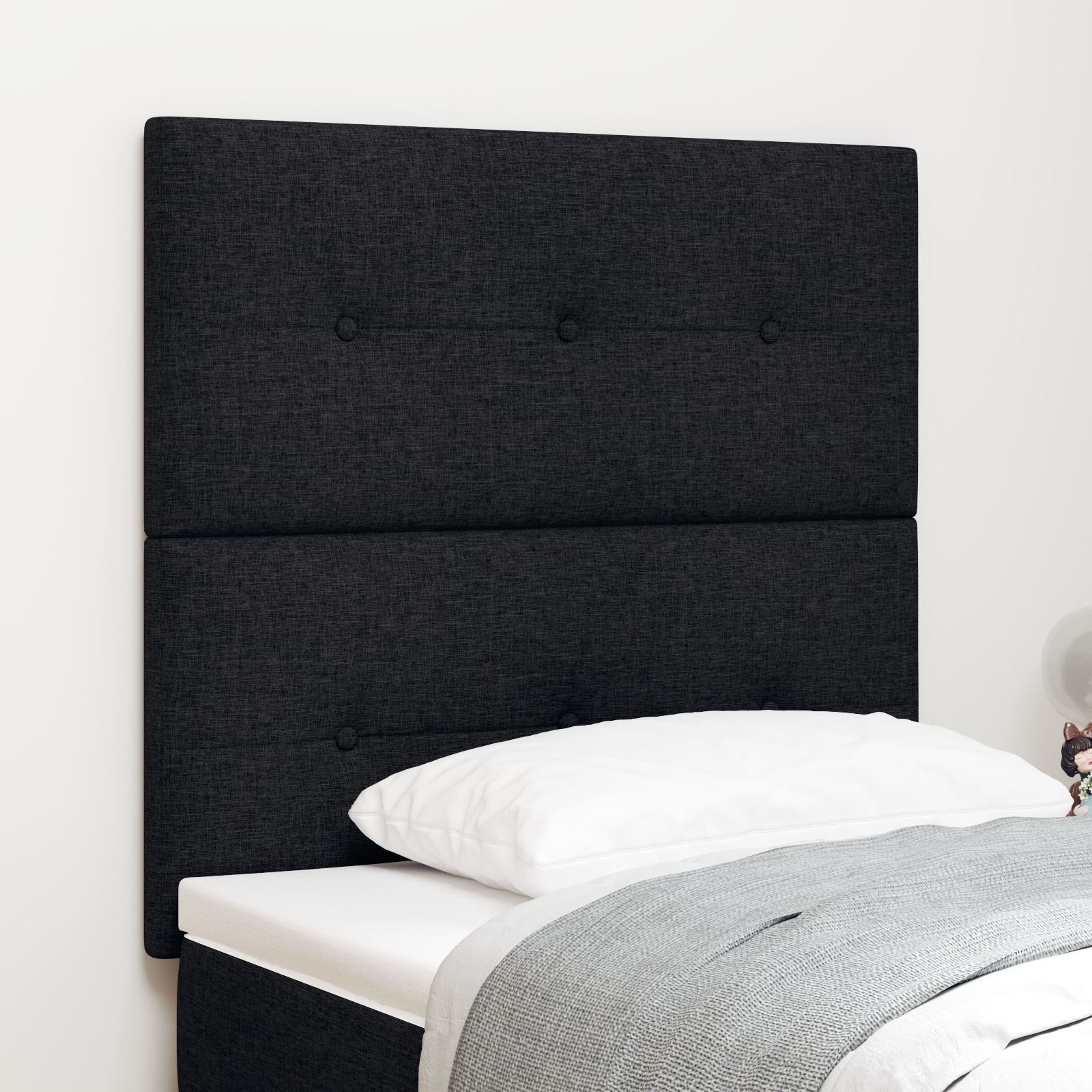 Headboard Button Tufted Black 100 cm Fabric