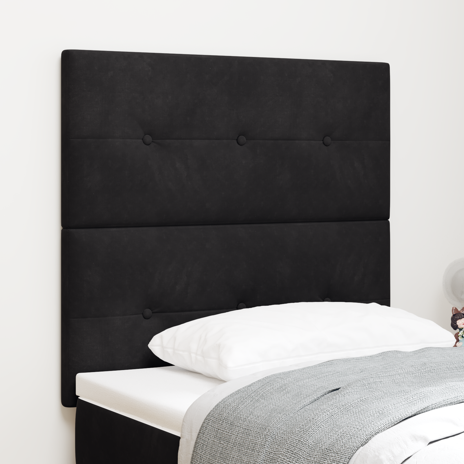 Headboard Button Tufted Black 100 cm Velvet