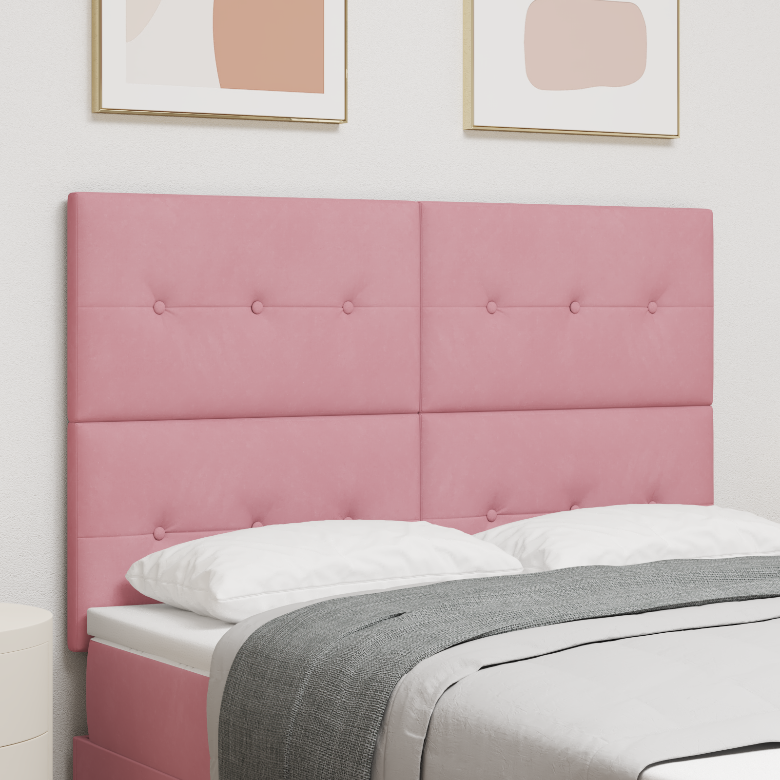 Headboard Button Tufted Pink 160 cm Velvet