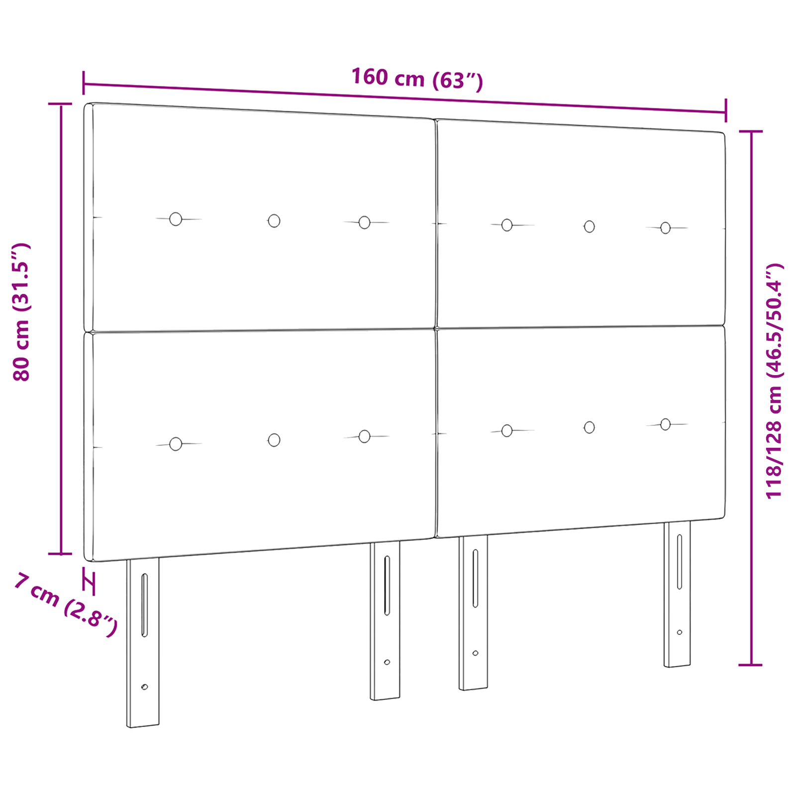 Headboard Button Tufted Pink 160 cm Velvet - Image 8