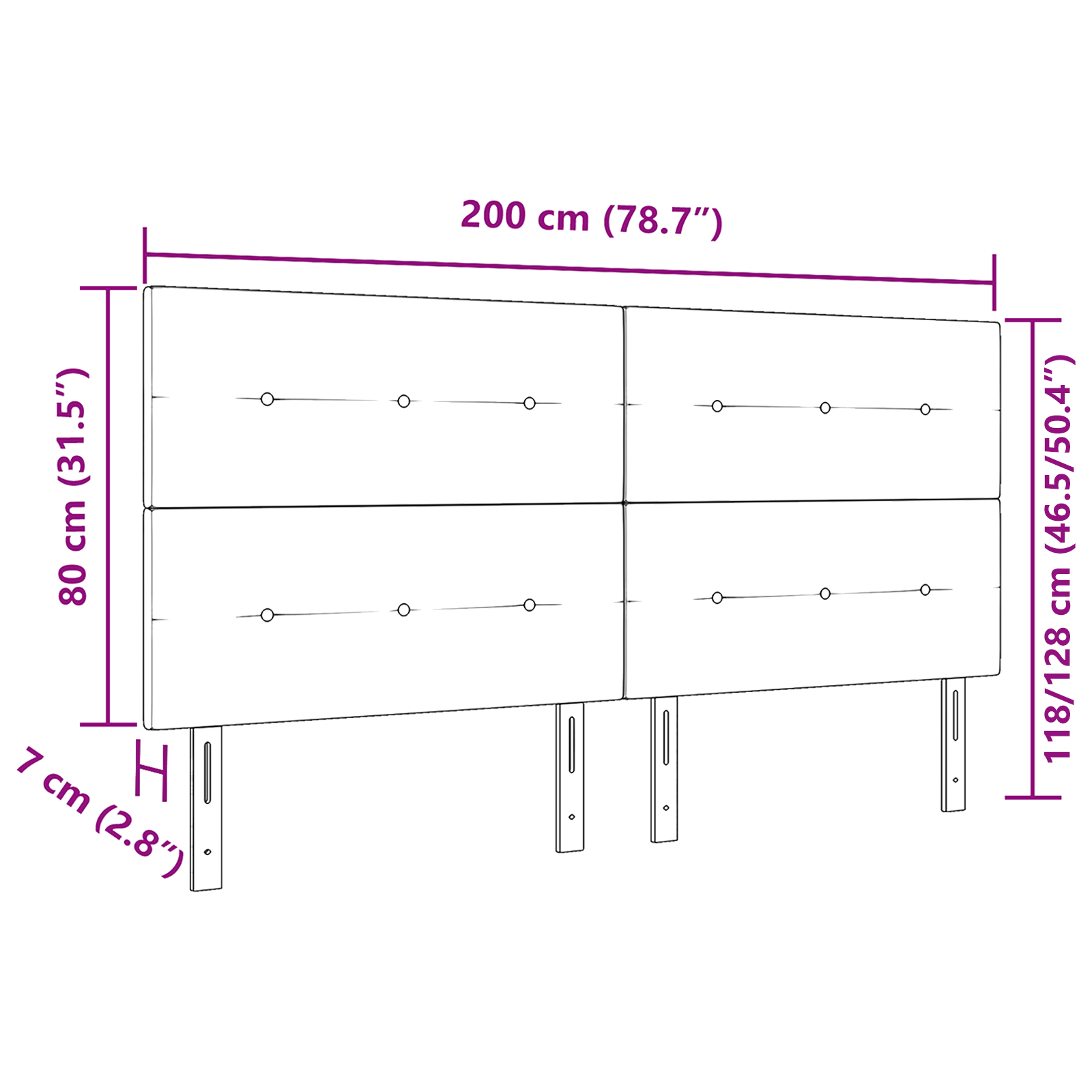 Headboard Button Tufted Taupe 200 cm Fabric - Image 8
