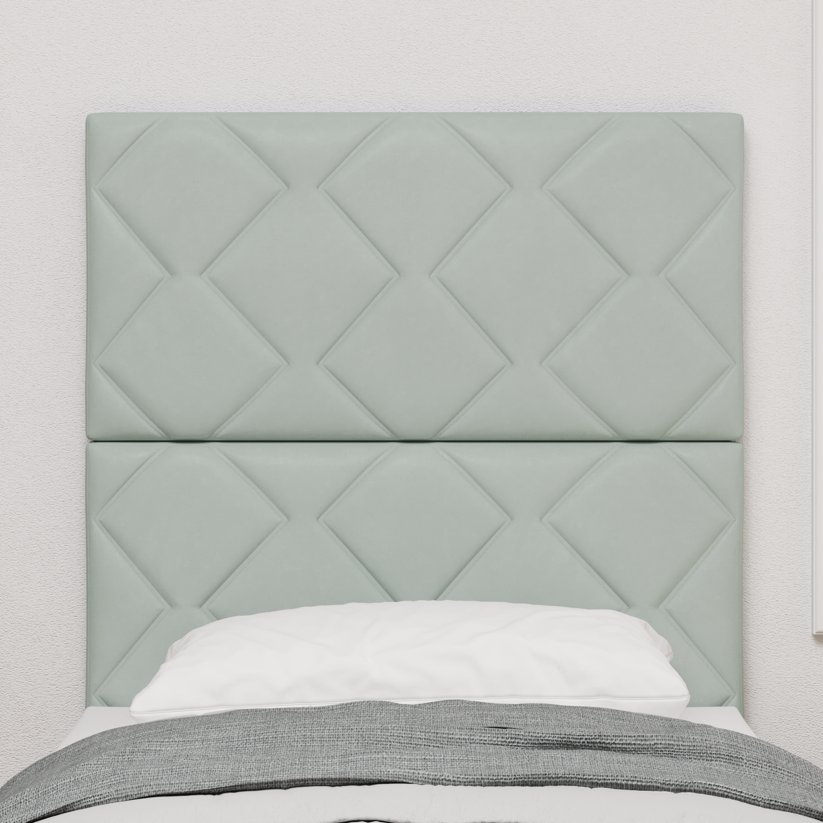 Headboard Diamond Blocks Design Light Grey 80 cm Velvet - Image 3