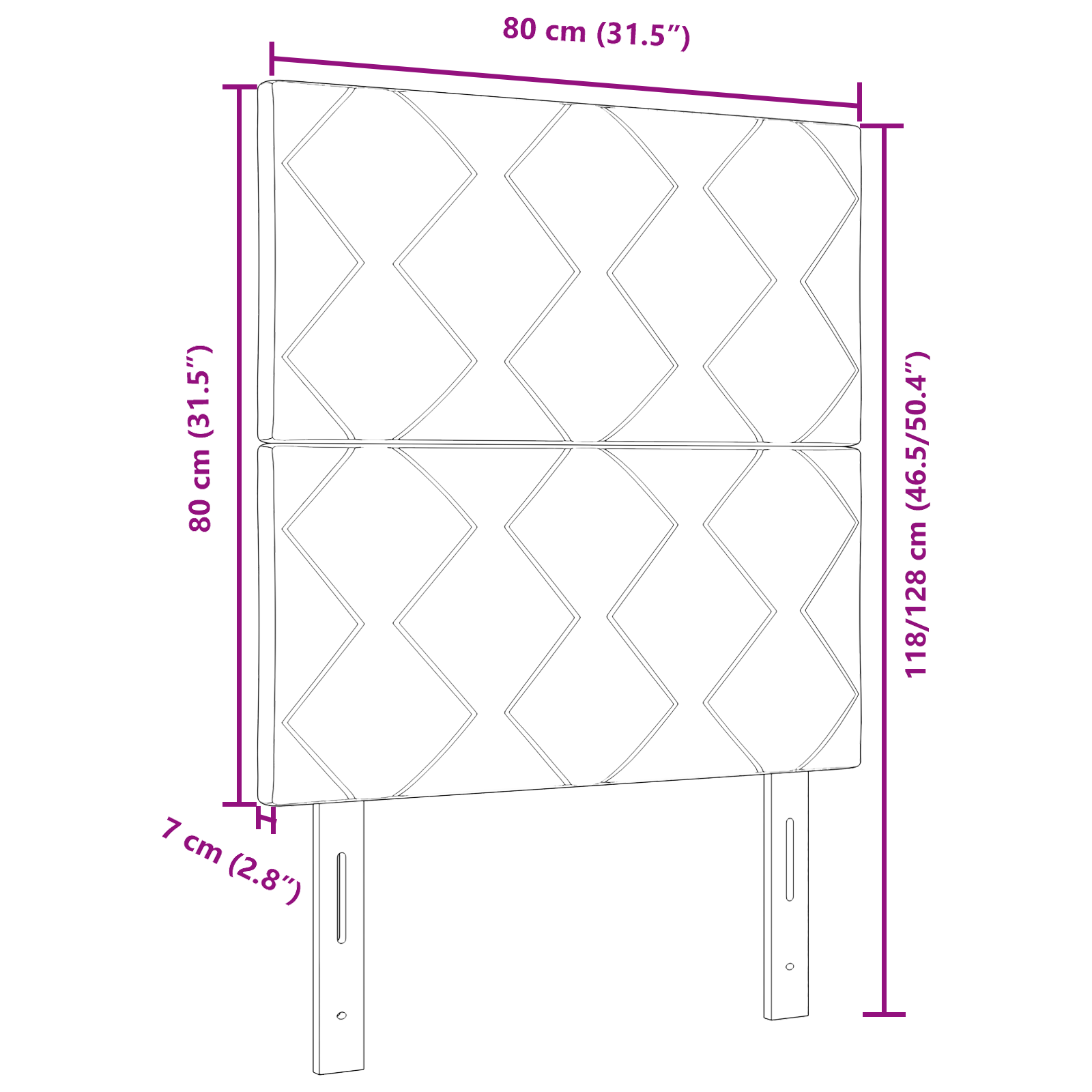 Headboard Diamond Blocks Design Light Grey 80 cm Velvet - Image 8