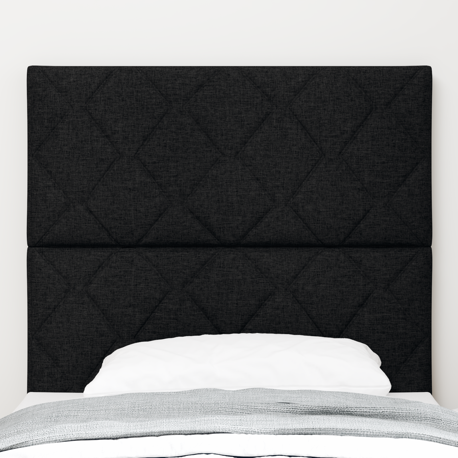 Headboard Diamond Blocks Design Black 100 cm Fabric - Image 3