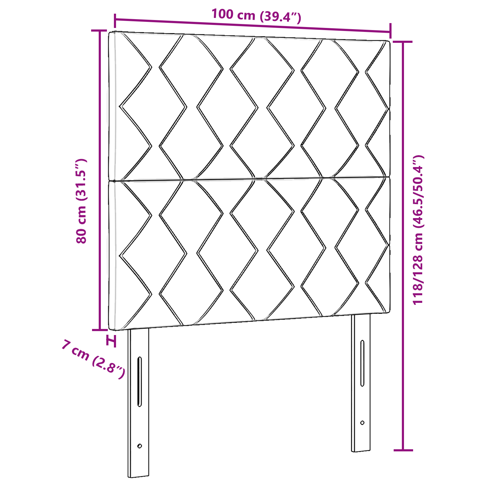 Headboard Diamond Blocks Design Black 100 cm Fabric - Image 8
