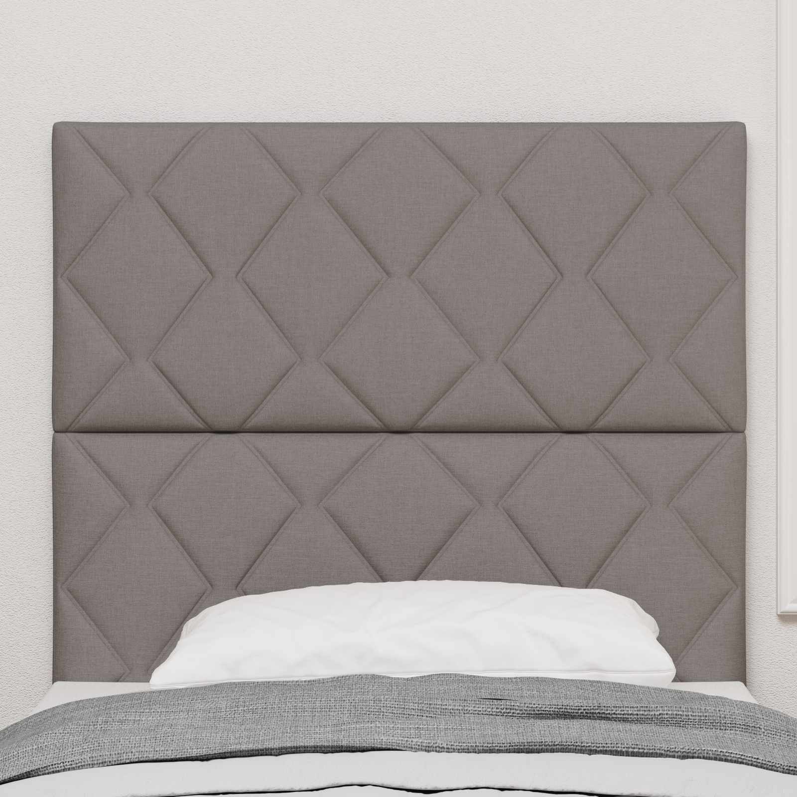 Headboard Diamond Blocks Design Taupe 100 cm Fabric - Image 3