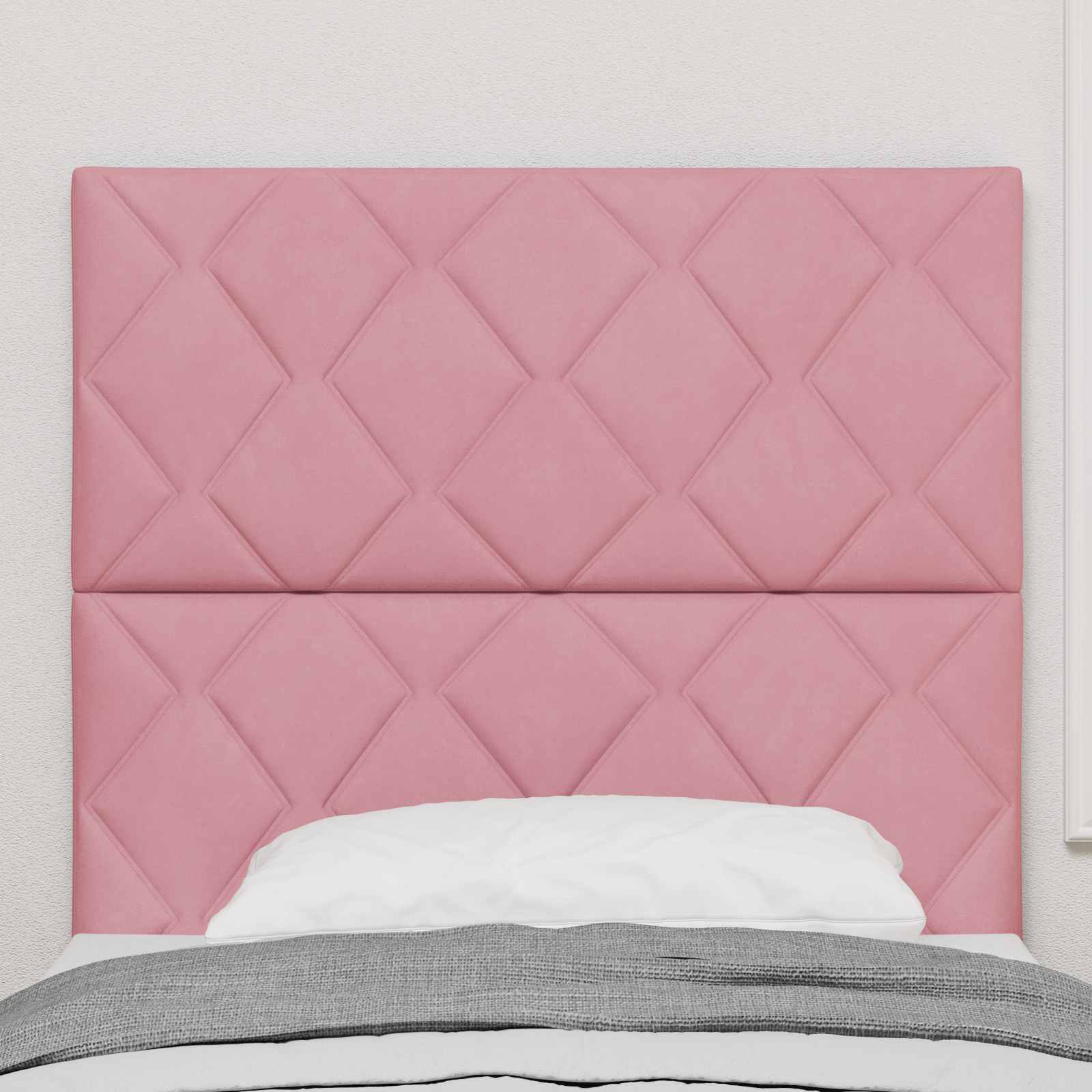 Thumbnail - vidaXL Rosa Samt Kopfteil mit Diamantblockdesign, 100 cm