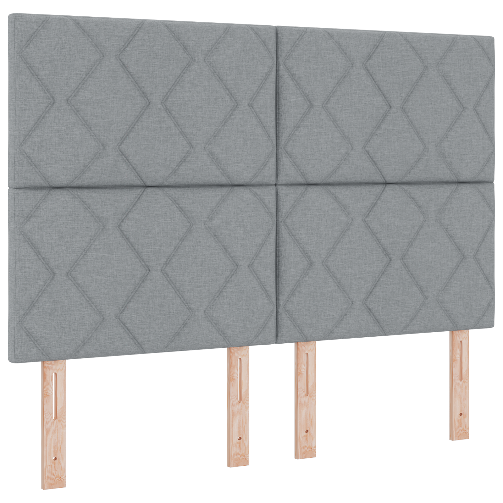 Headboard Diamond Blocks Design Light Grey 140 cm Fabric - Image 2