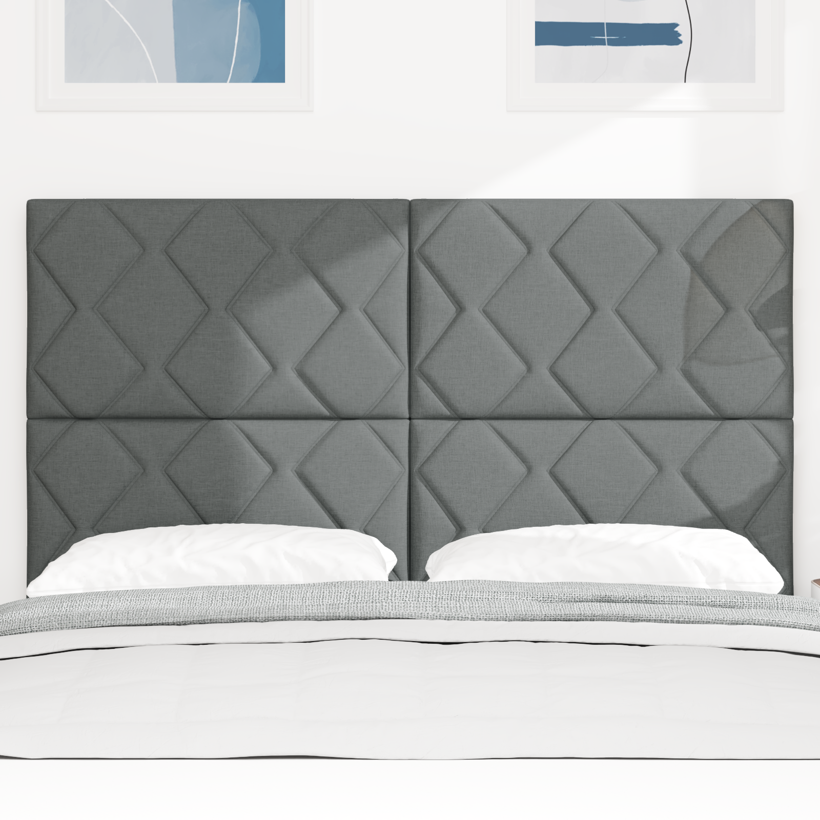 Thumbnail - vidaXL Kopfteil Dunkelgrau mit Diamantblockdesign, 140 cm, aus Stoff