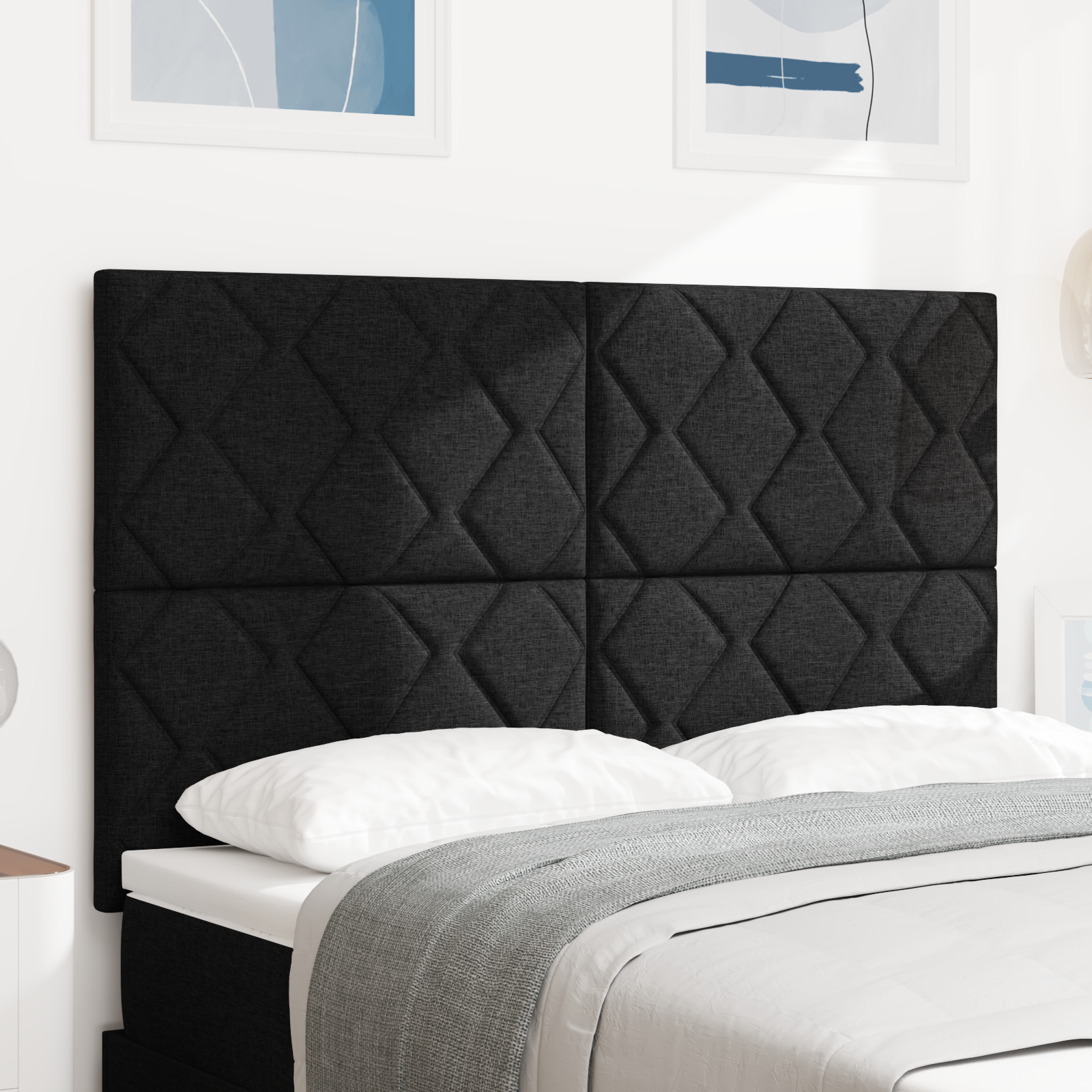 Thumbnail - vidaXL Kopfteil Diamantblockdesign in Schwarz, 140 cm, Stoff