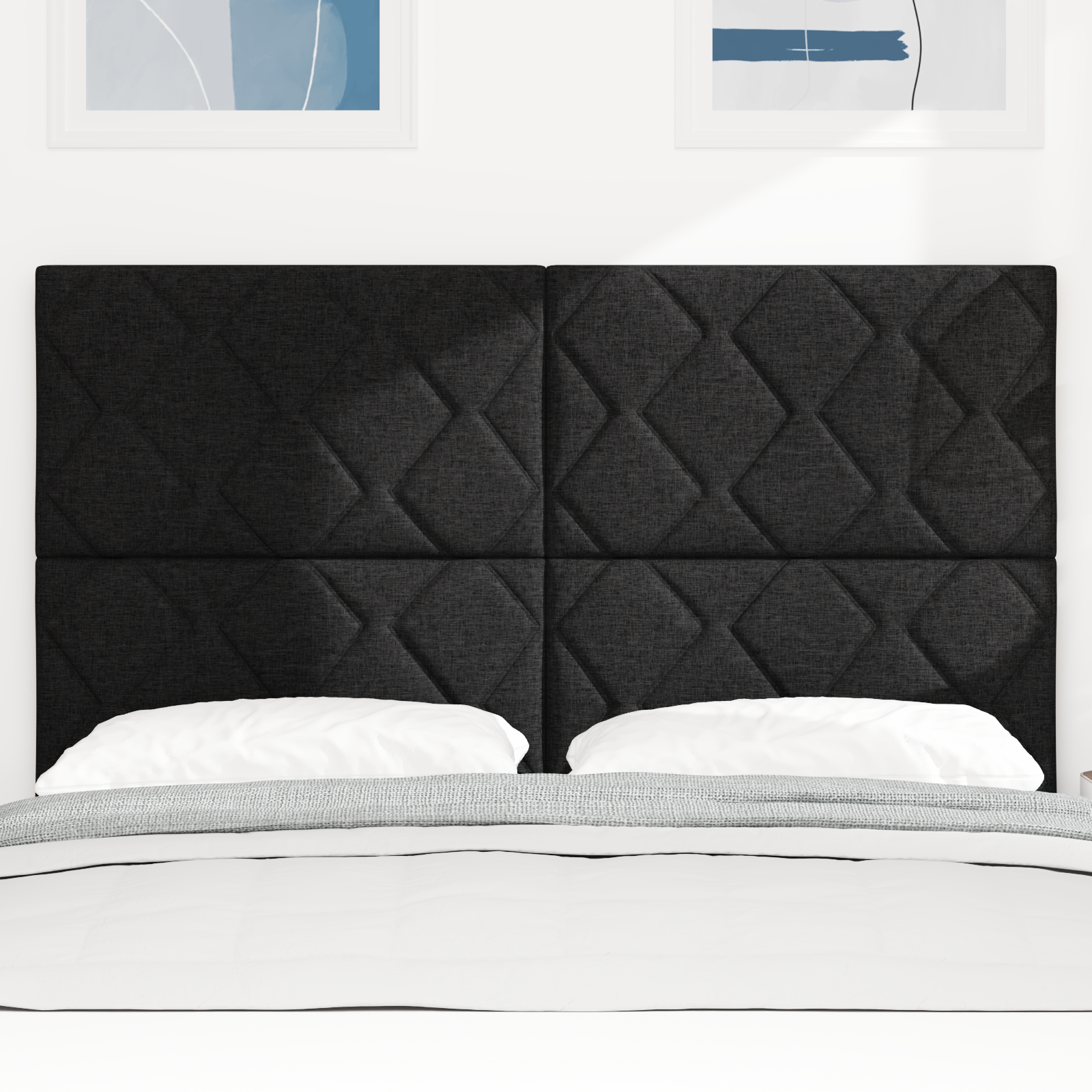 Thumbnail - vidaXL Kopfteil Diamantblockdesign in Schwarz, 140 cm, Stoff
